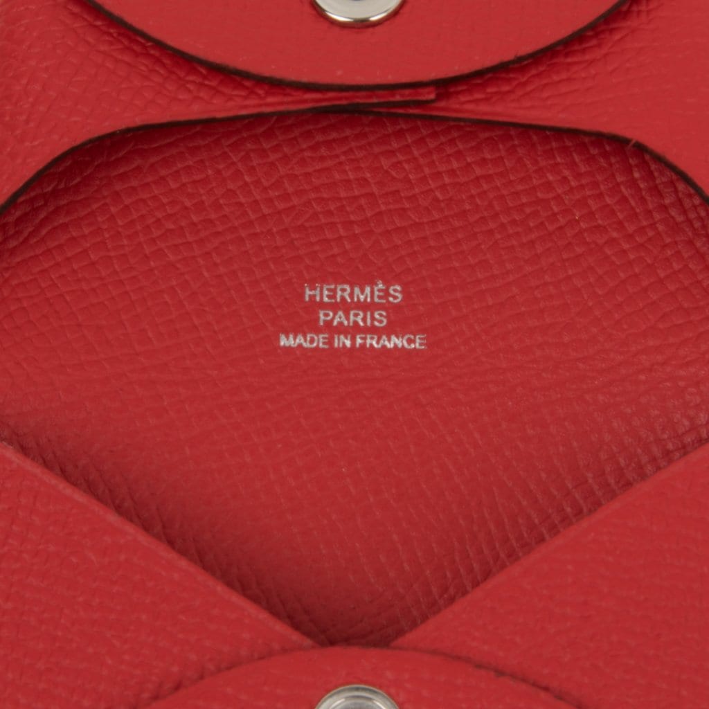 Hermes Bastia Change Purse Rouge De Coeur Epsom Leather - mightychic