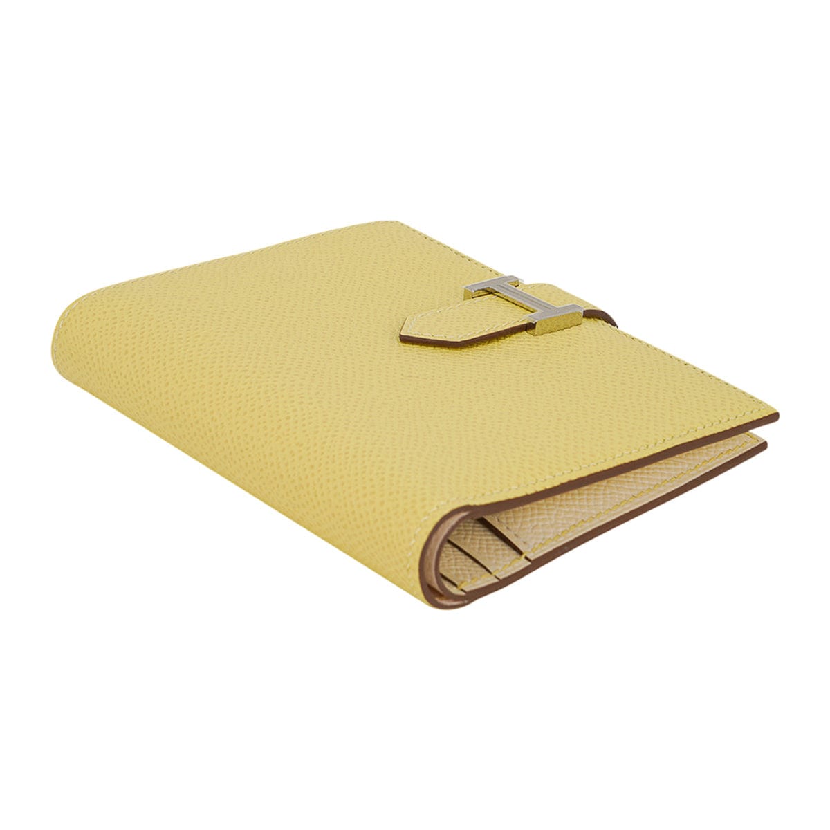 Hermes Bearn Compact Verso Wallet Jaune Poussin / Nata Gold