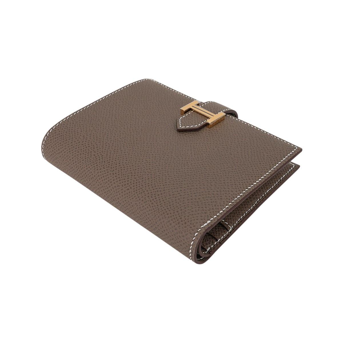 Hermes Bearn Combine Tri-Fold Compact Wallet Etoupe Gold Hardware Epso –  Mightychic