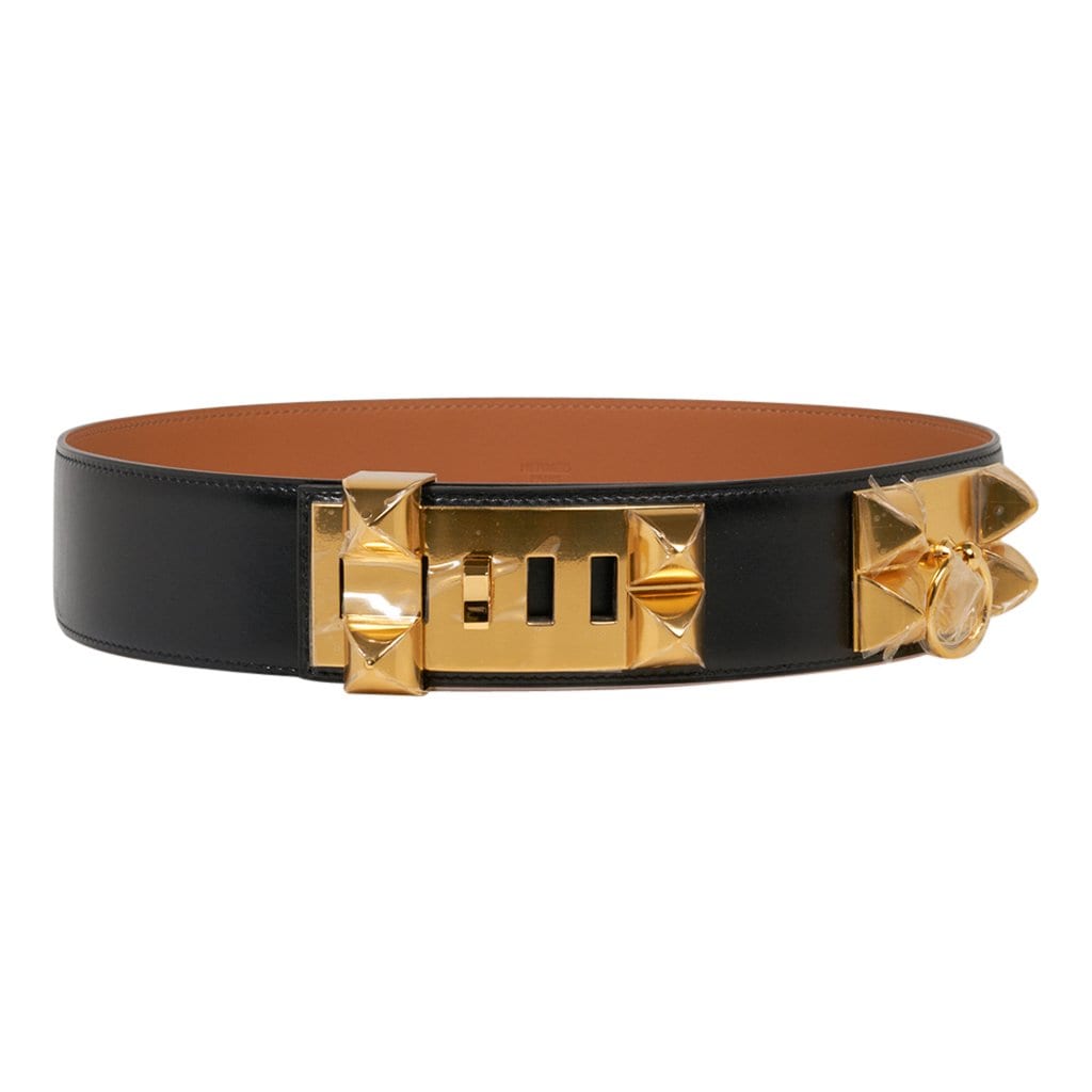 Hermes Collier De Chien Belt Black Box w/ Gold Hardware 75 New – Mightychic