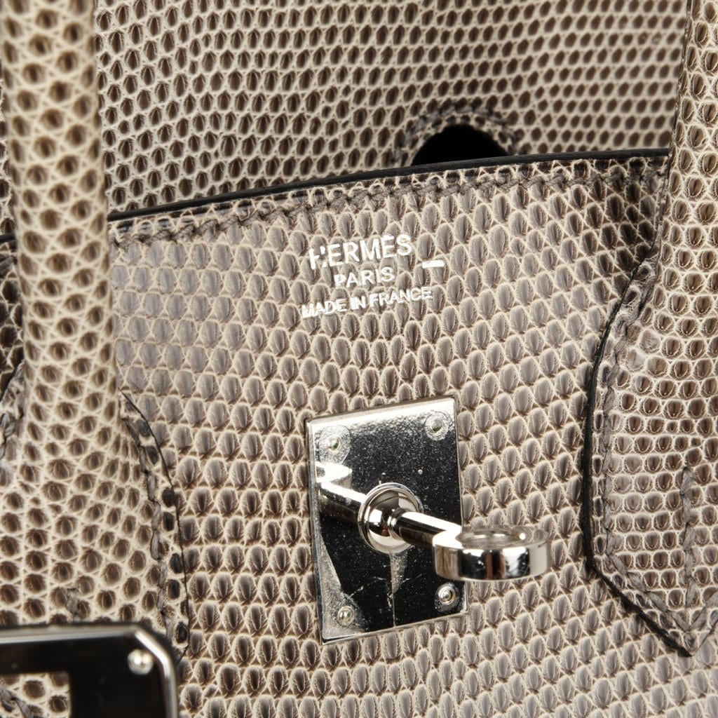 Hermes Birkin Bag 25cm Gris Elephant Lizard Palladium Hardware