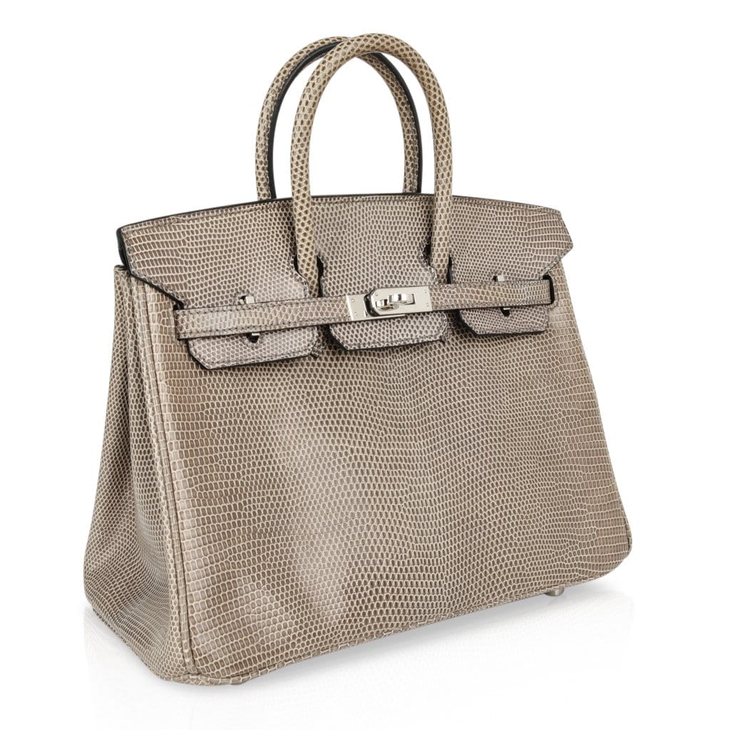 Hermes Birkin 25 Bag Gris Agate Lizard Palladium Hardware Very