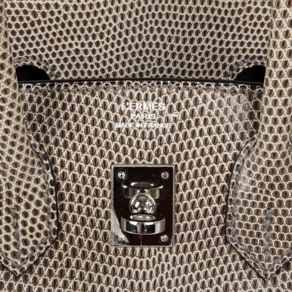 Hermes Birkin Bag 25cm Gris Elephant Lizard Palladium Hardware