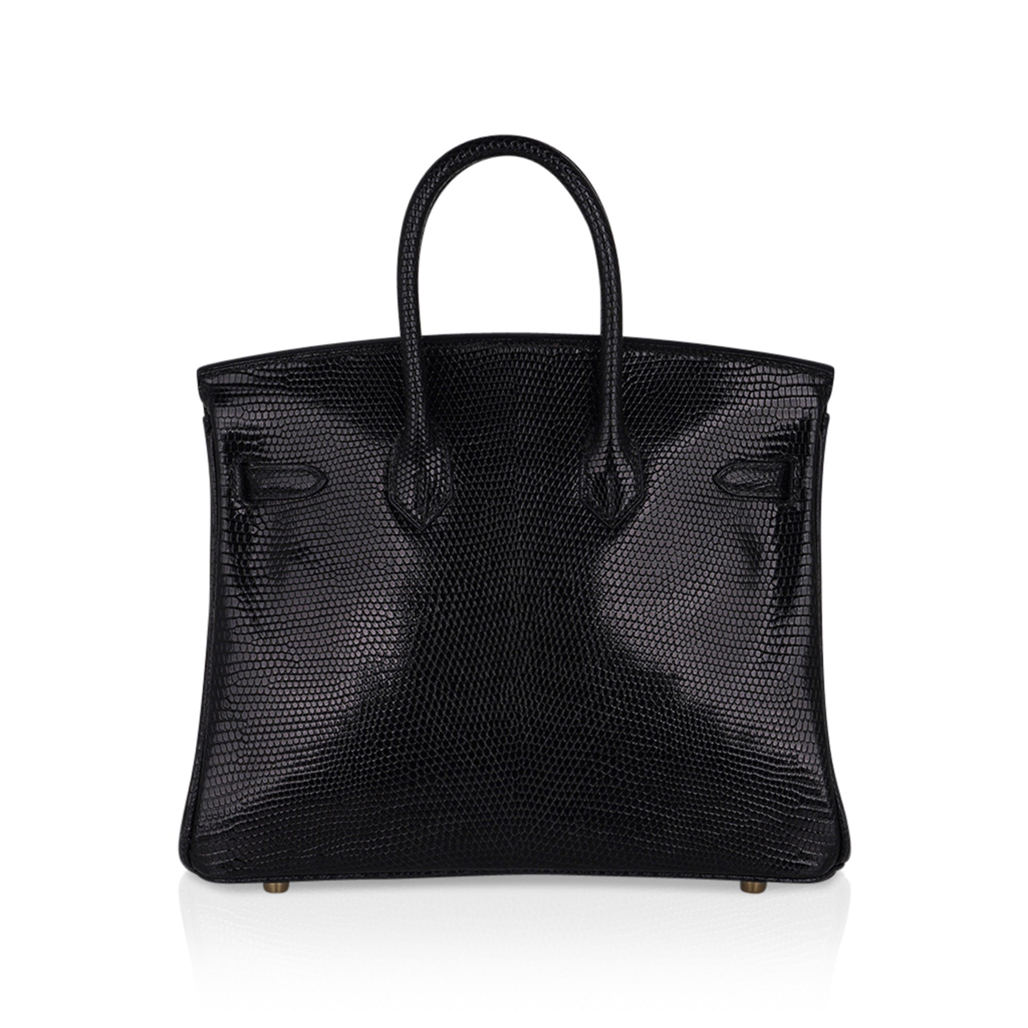 Hermes Birkin 25 Bag Black Lizard Gold Hardware • MIGHTYCHIC