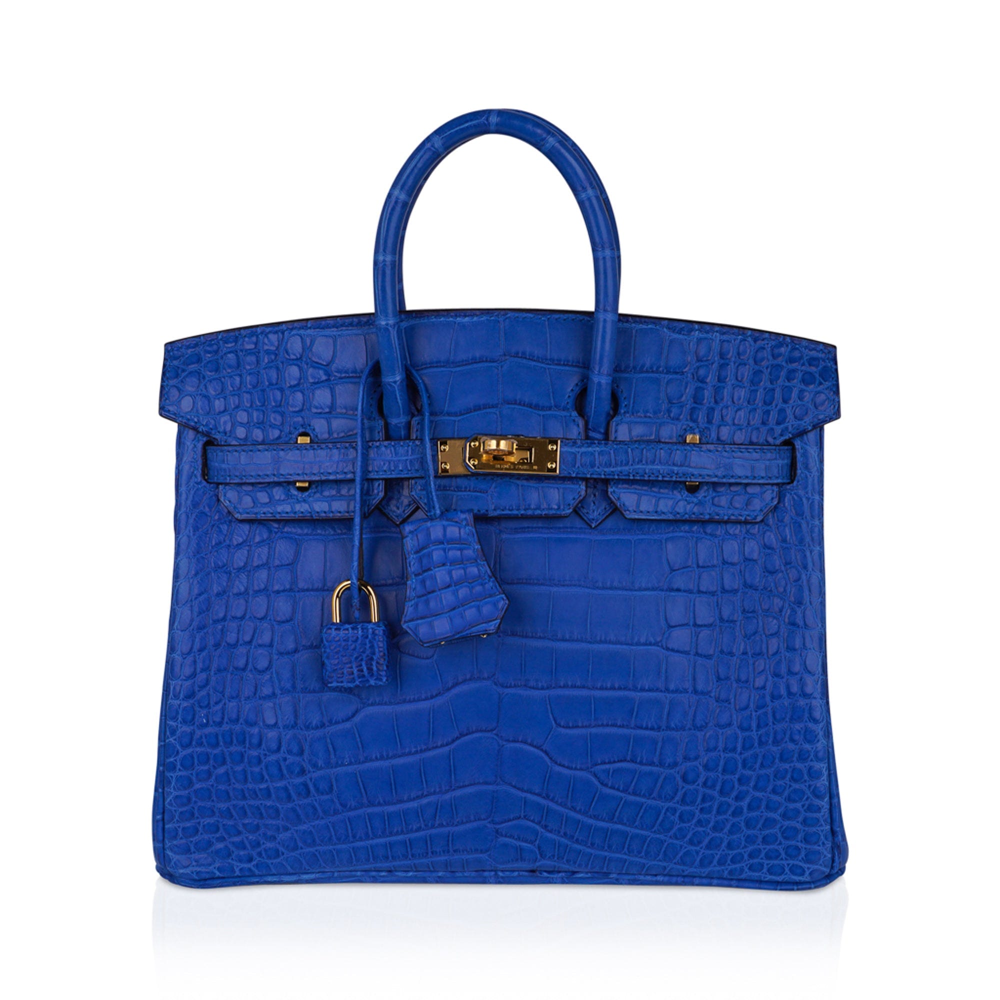 Hermes Birkin Bag Crocodile Leather Gold Hardware In Blue