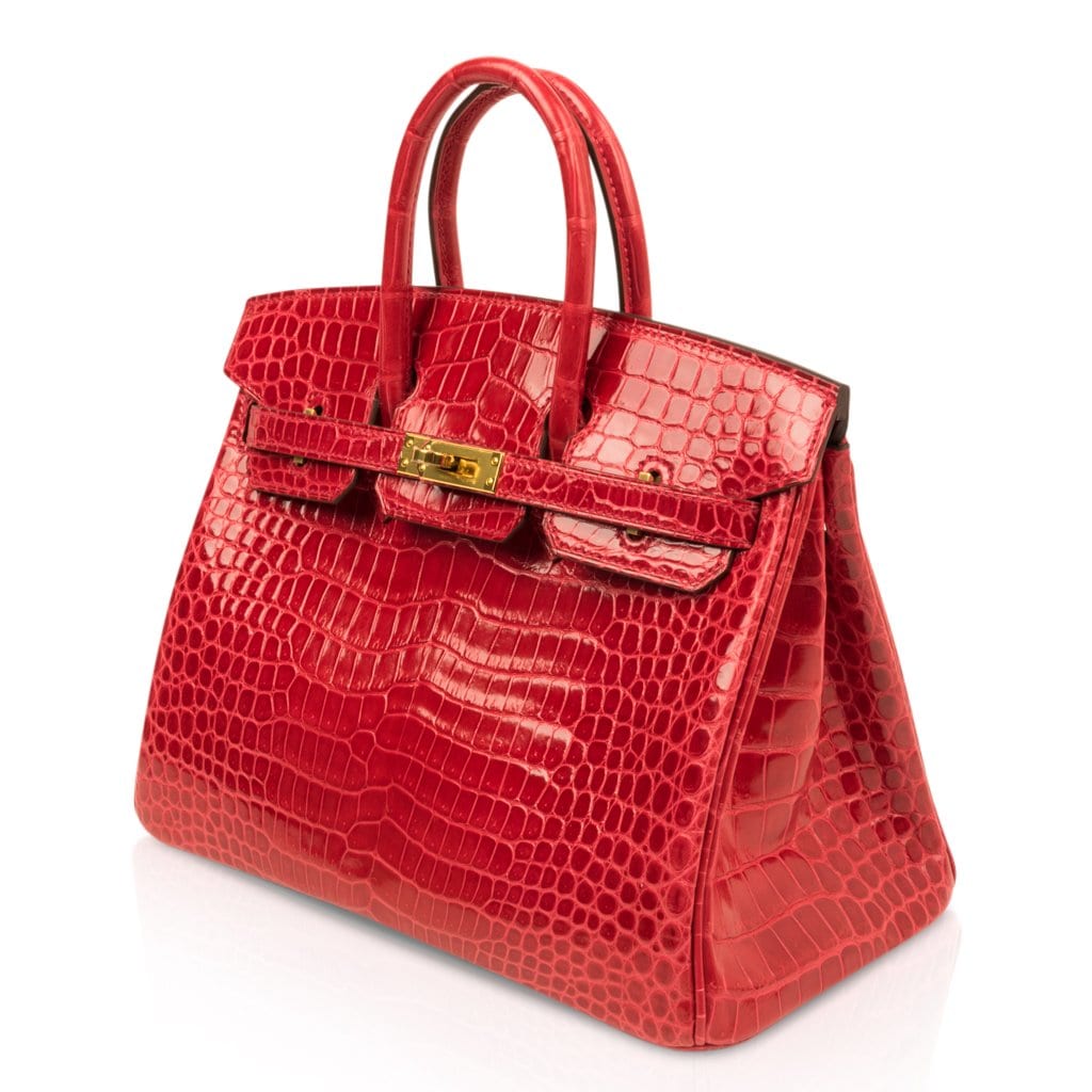 XXL HERMES BIRKIN Style Burgundy RED CROCODILE Belly Skin Handbag