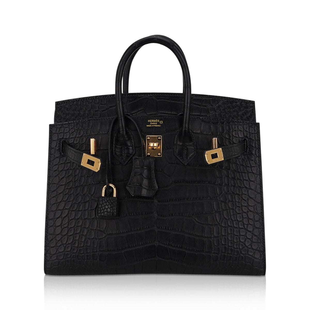 Hermes Birkin 25 Sellier Bag in Black Matte Alligator with Gold