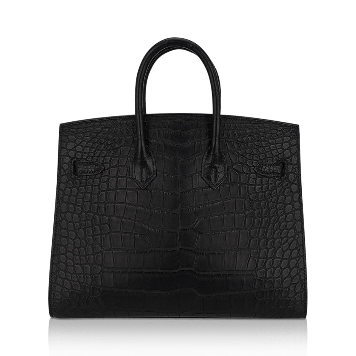 Hermes Birkin 25 Sellier Bag in Black Matte Alligator with Gold Hardware
