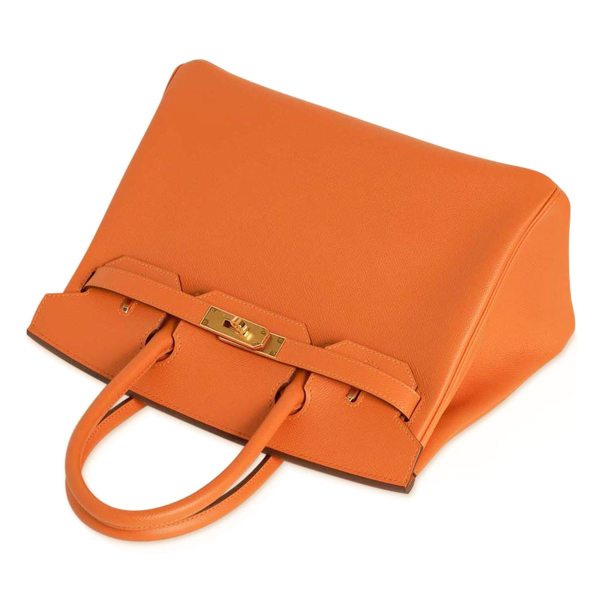 Hermes Birkin Handbag Capucine Togo with Palladium Hardware 30 Orange