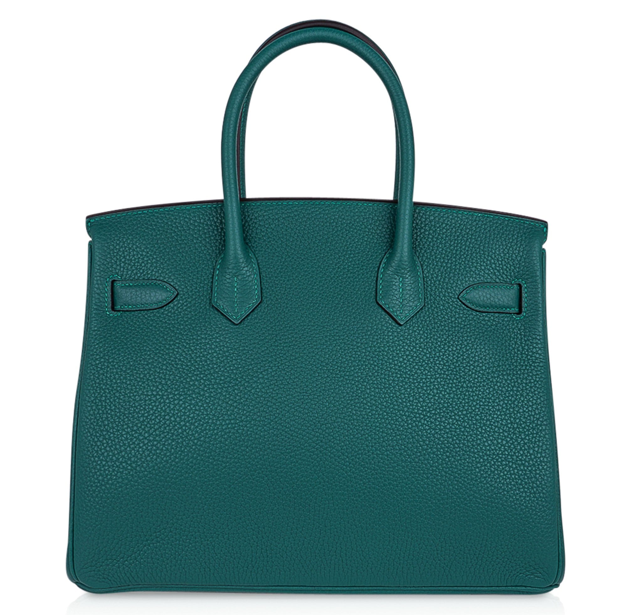 Hermes Birkin 30 Bag Malachite Emerald Toned Clemence Palladium