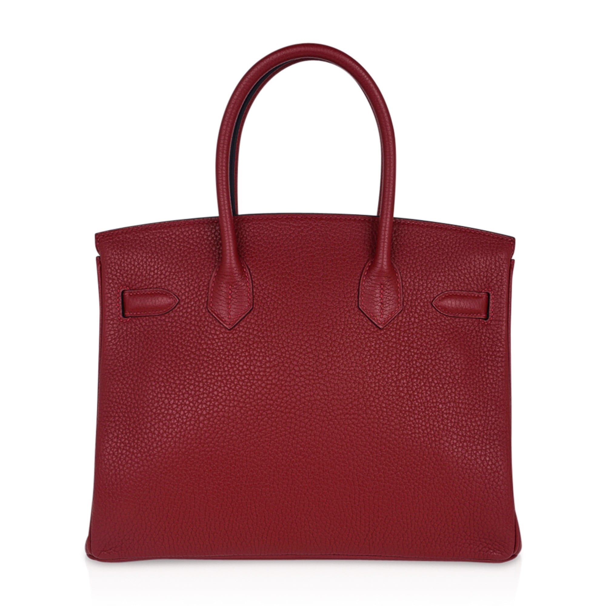 Hermes Birkin 30cm (Stamp M) Rouge H Color Swift Leather, Silver Hardware,  with Keys, Raincoat & Dust Cover, no Lock