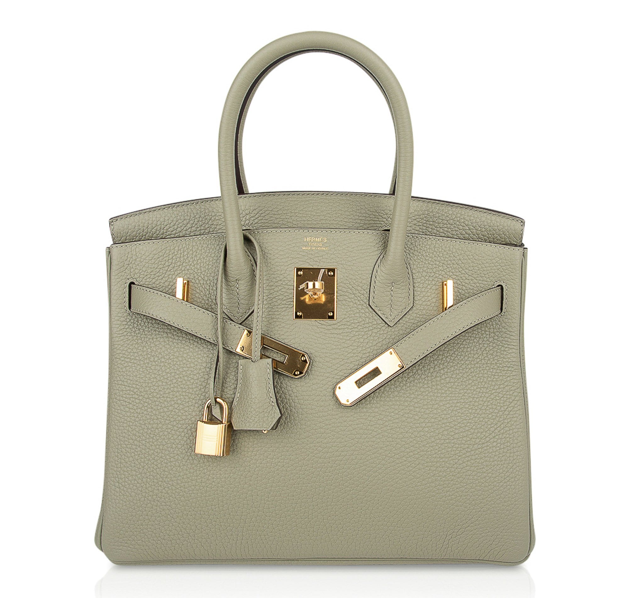 Hermes Birkin 30 Bag Sage Clemence Leather Gold Hardware • MIGHTYCHIC • 