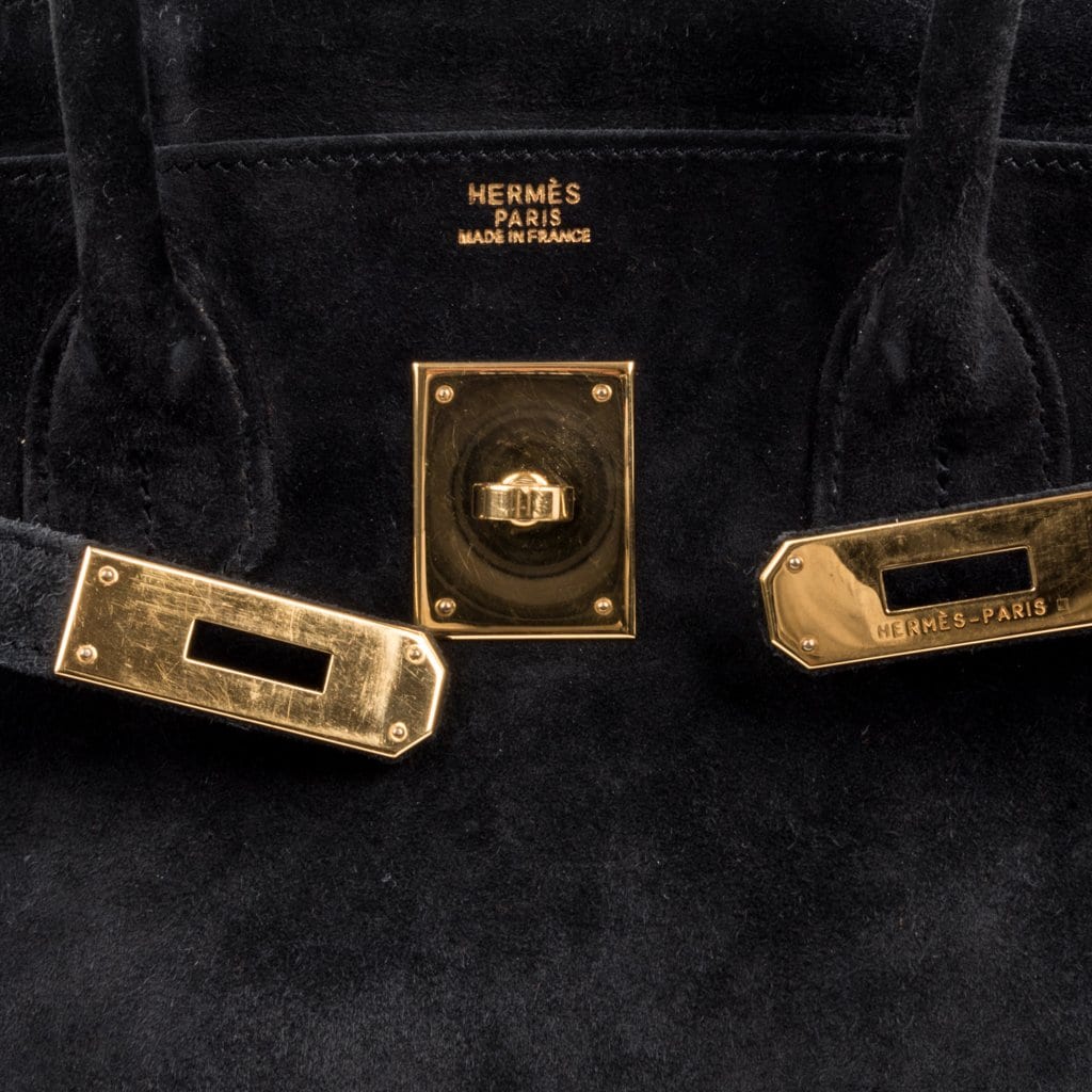 Hermes Birkin 30 Bag Doblis (Suede) Black Gold Hardware