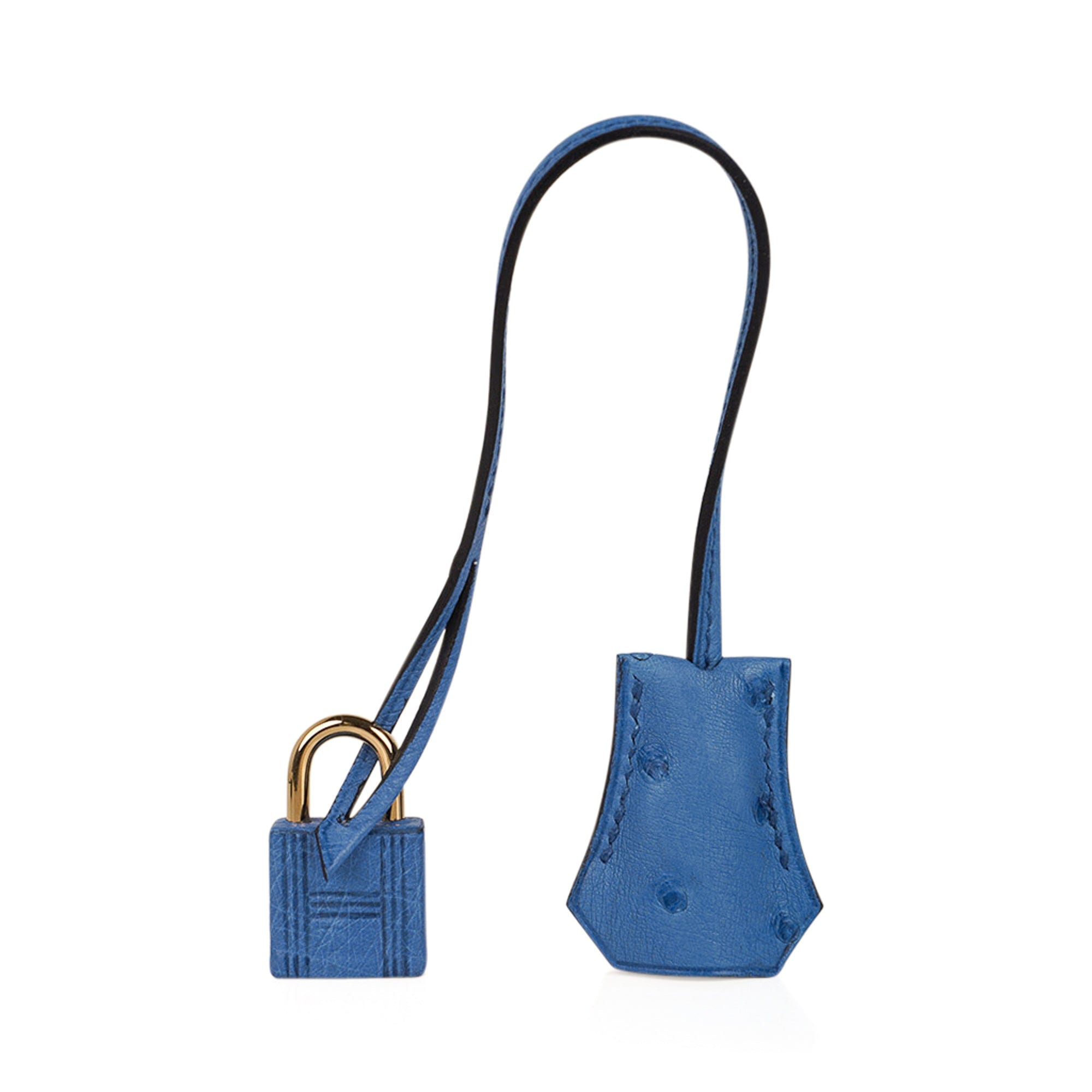 Hermes Birkin 25cm Ostrich 7Q Blue Mykonos 希臘藍銀扣原廠南非鴕鳥皮-Qatar Kuwait Hermes  Birkin Kelly Lindy bag