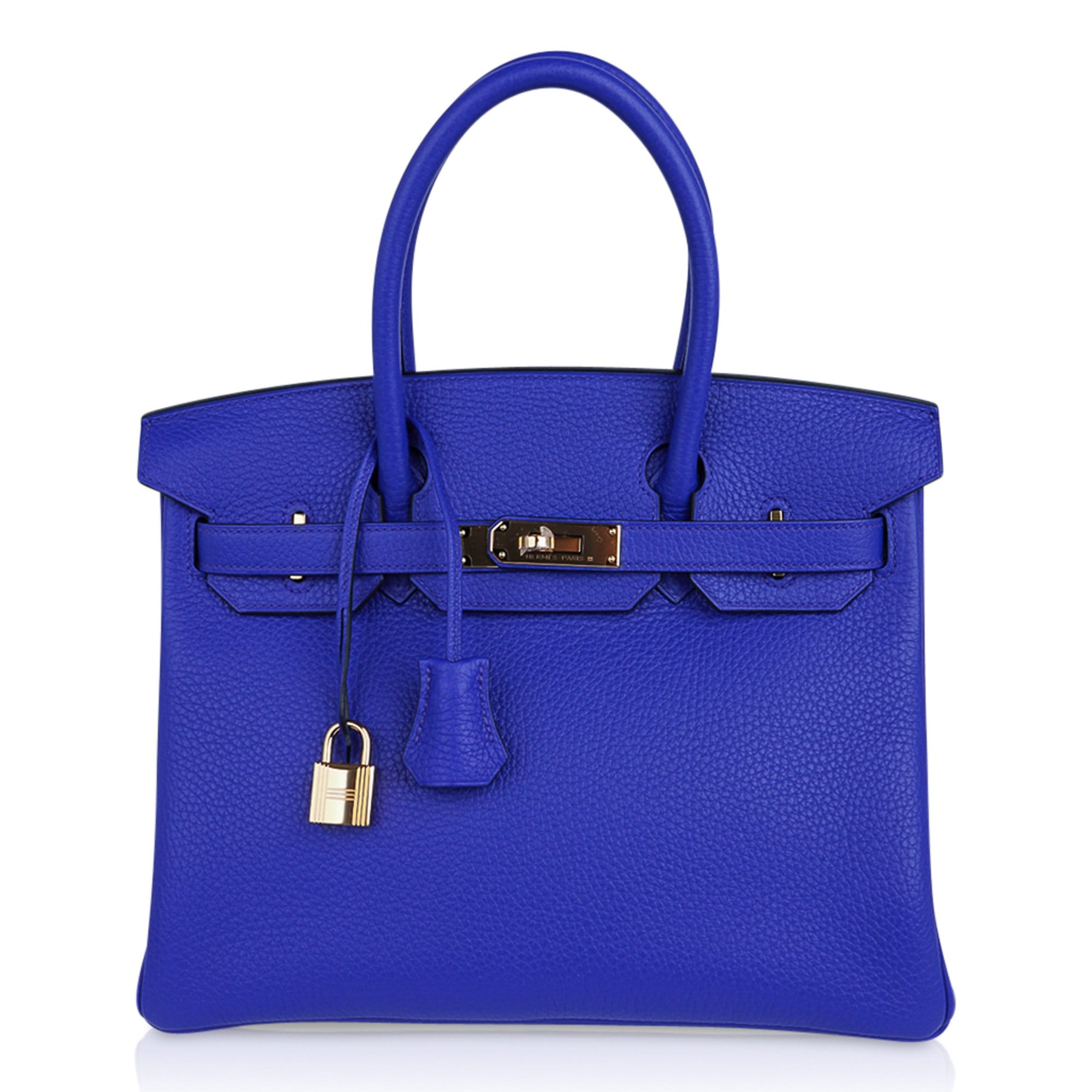 Hermes Birkin 30 Bag Blue Electric Clemence Gold Hardware Mightychic