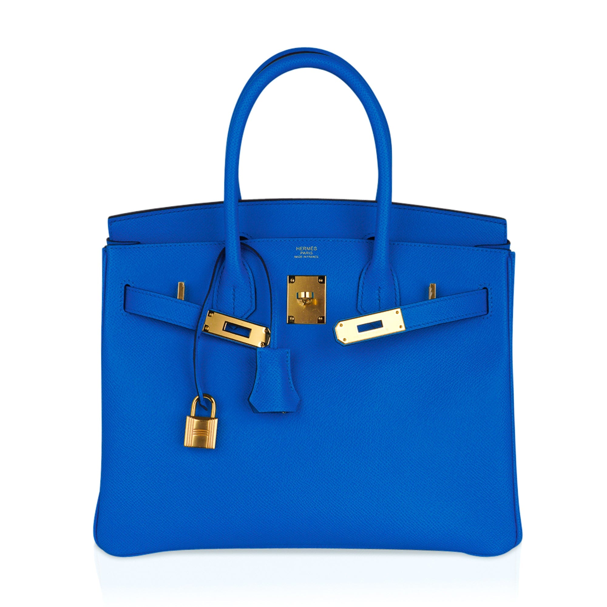 Hermes Birkin 30 Bag Bleu Frida Epsom Gold Hardware New w/ Box