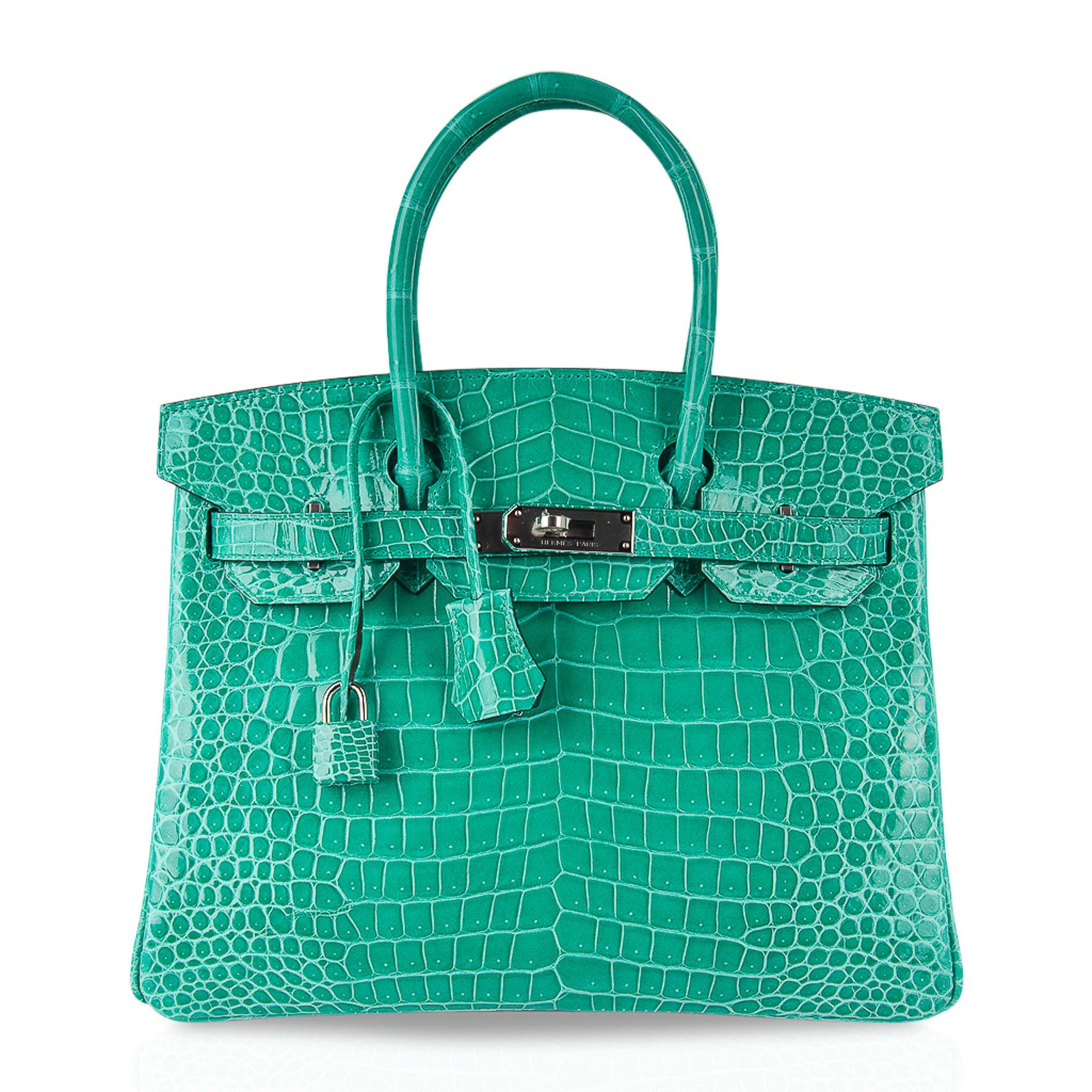Hermes Limited Edition Birkin 30 Bag Vert Jade Porosus Crocodile