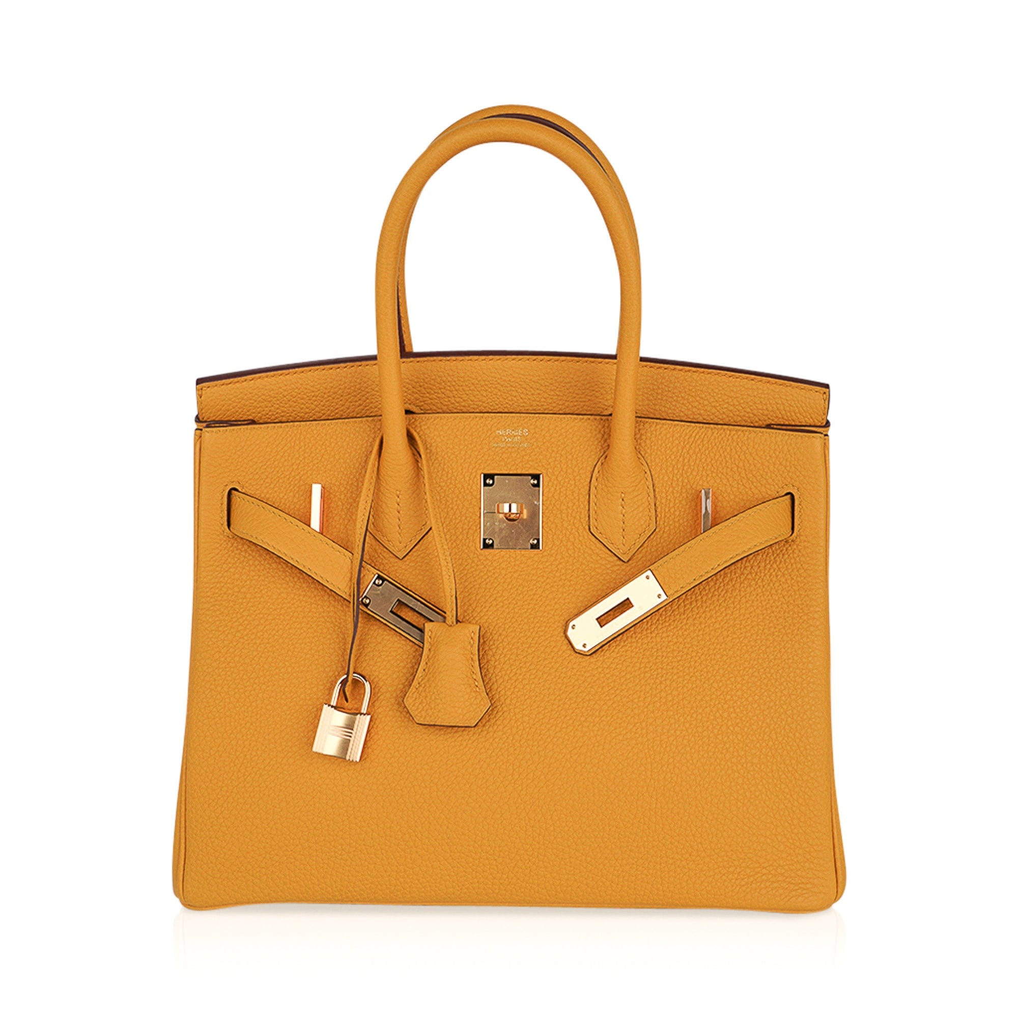 Hermes Birkin 30 Jaune Ambre Yellow Leather Gold Hardware Handbag Bag For  Sale at 1stDibs