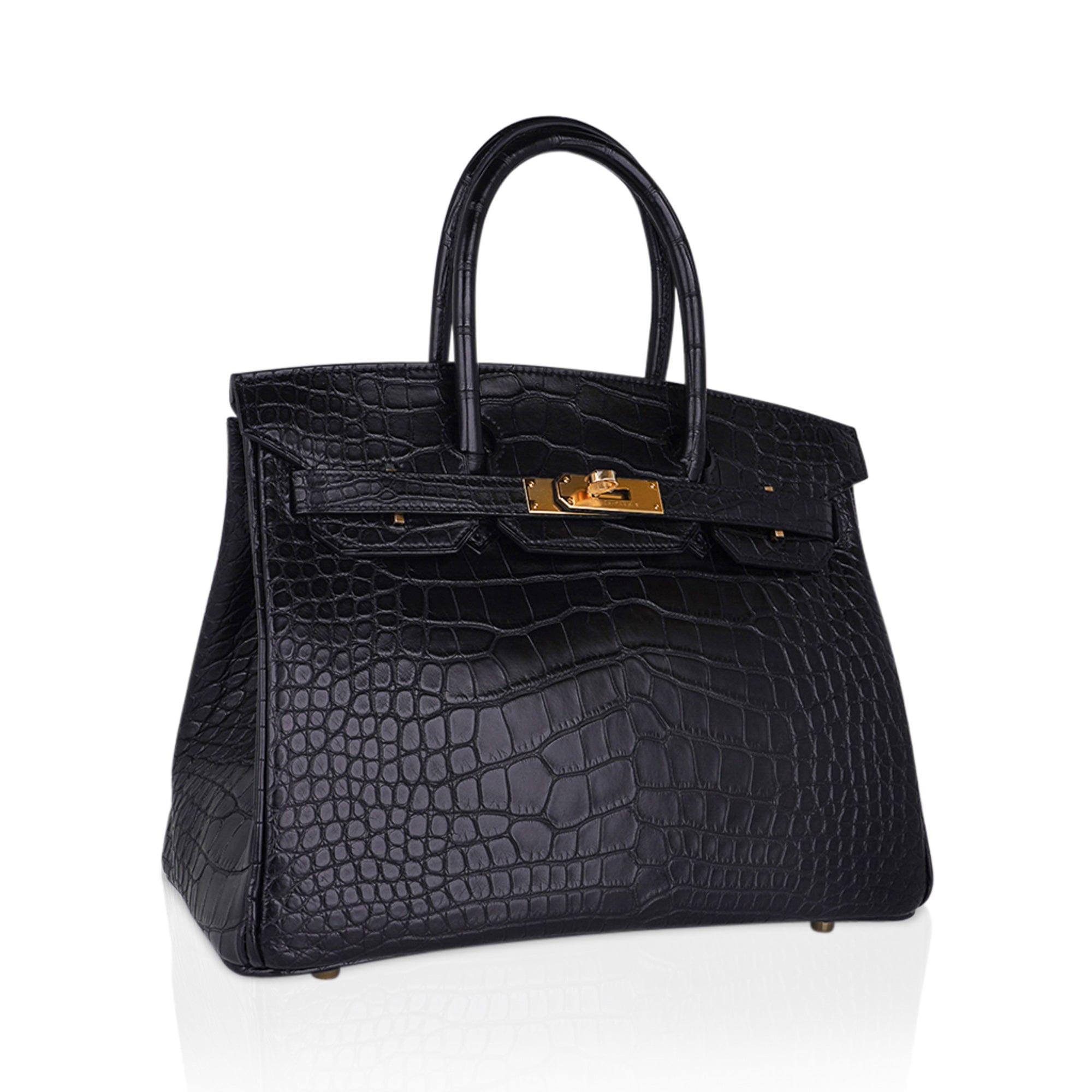 Hermes Birkin 30 Bag Black Matte Alligator Gold Hardware – Mightychic