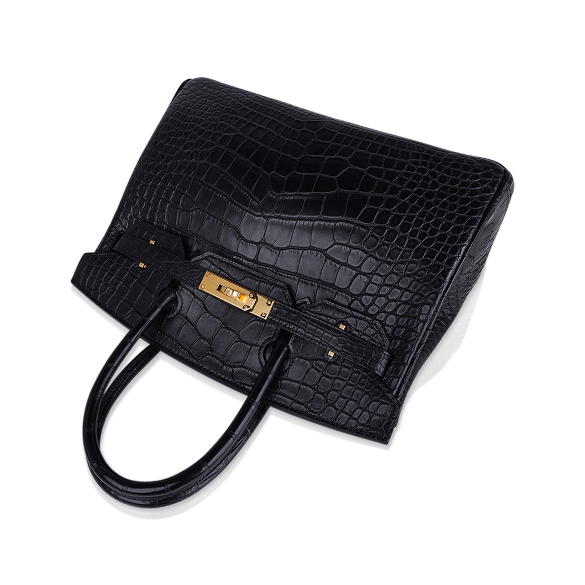Hermes Birkin 30 Matte Alligator Black Bag Gold Hardware • MIGHTYCHIC • 