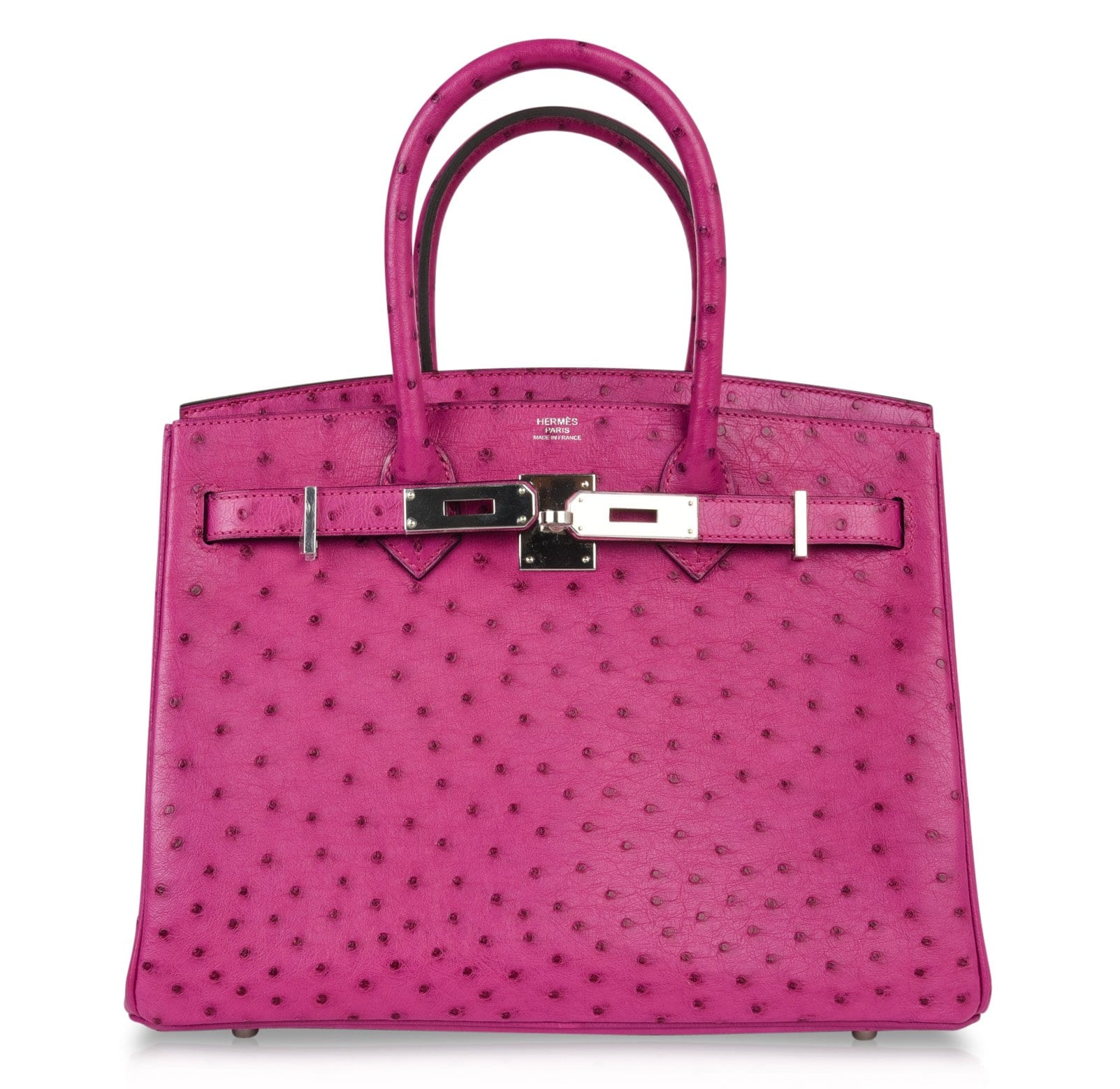 BRAND NEW ! Hermes Kelly 25cm Rose Pourpre Ostrich Leather