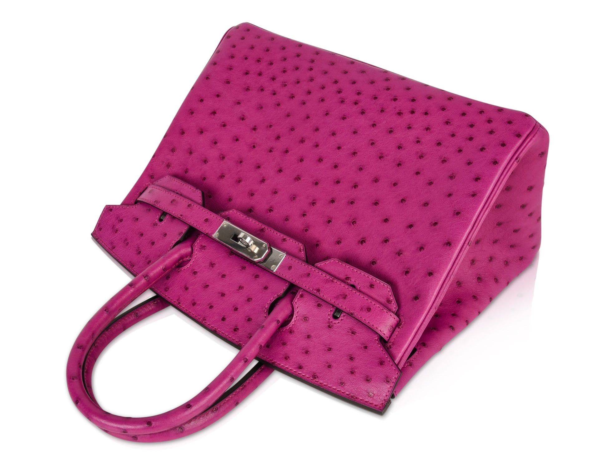 Hermes Birkin 30 Bag Rose Poupre Pink Ostrich Palladium Hardware - mightychic
