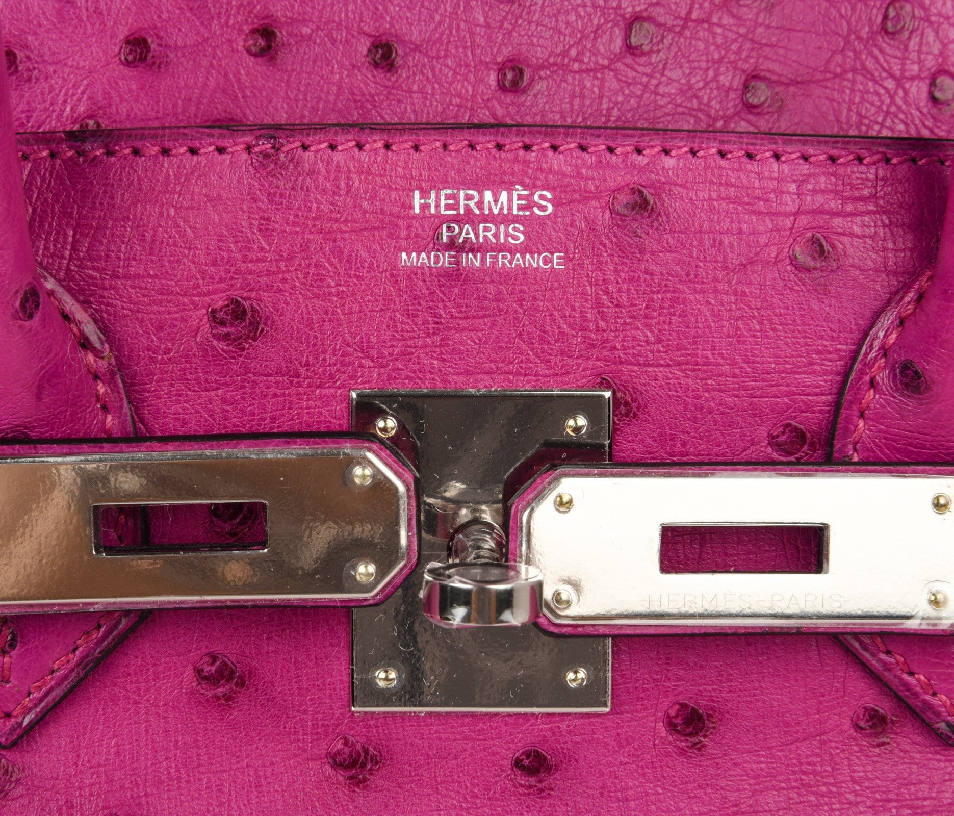 Hermes Birkin 25 Bag Rose Tyrien Ostrich Palladium Hardware