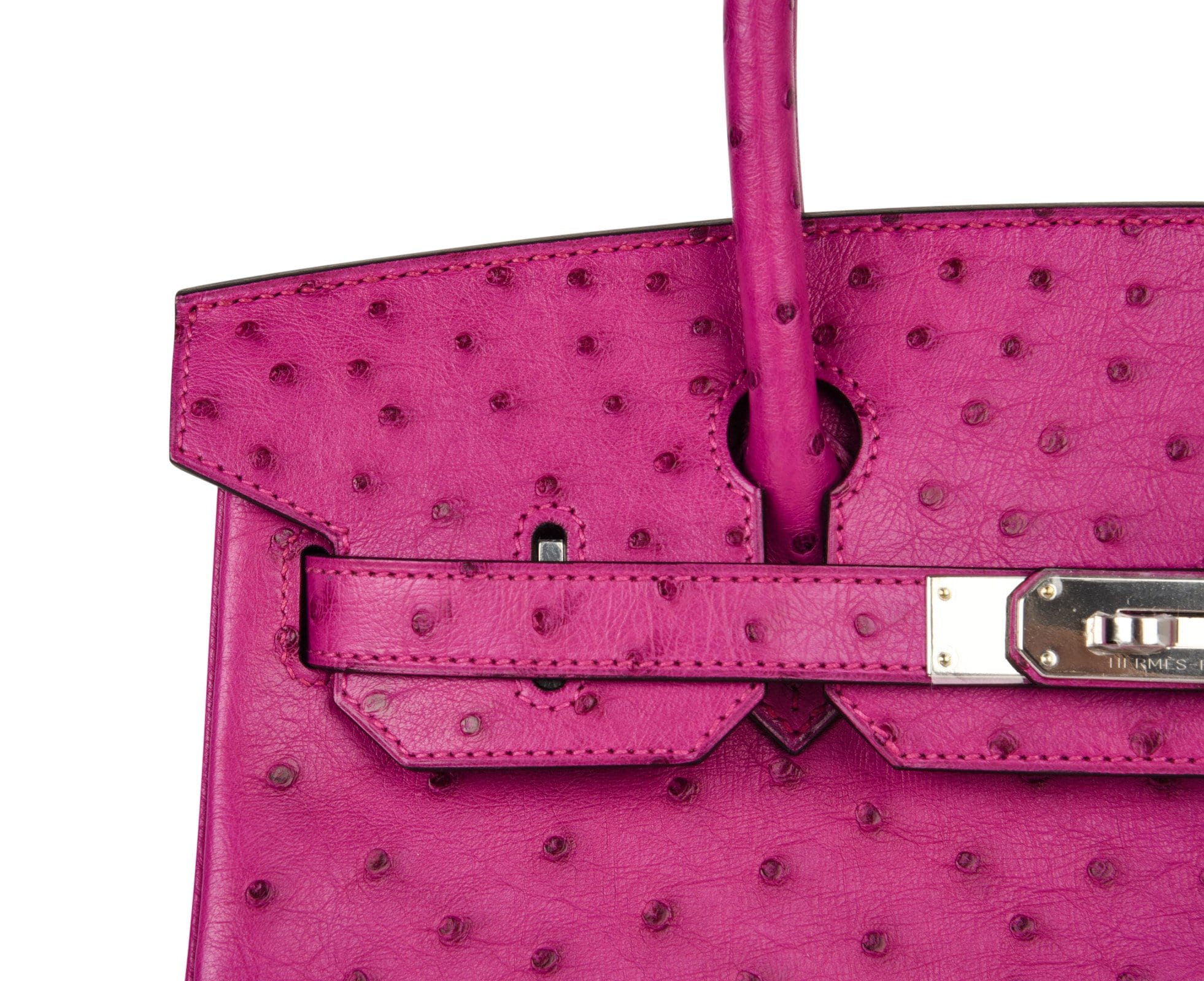 Hermès Birkin Rose Tyrien Ostrich 30 Palladium Hardware, 2018 (Very Good), Pink/Silver Womens Handbag