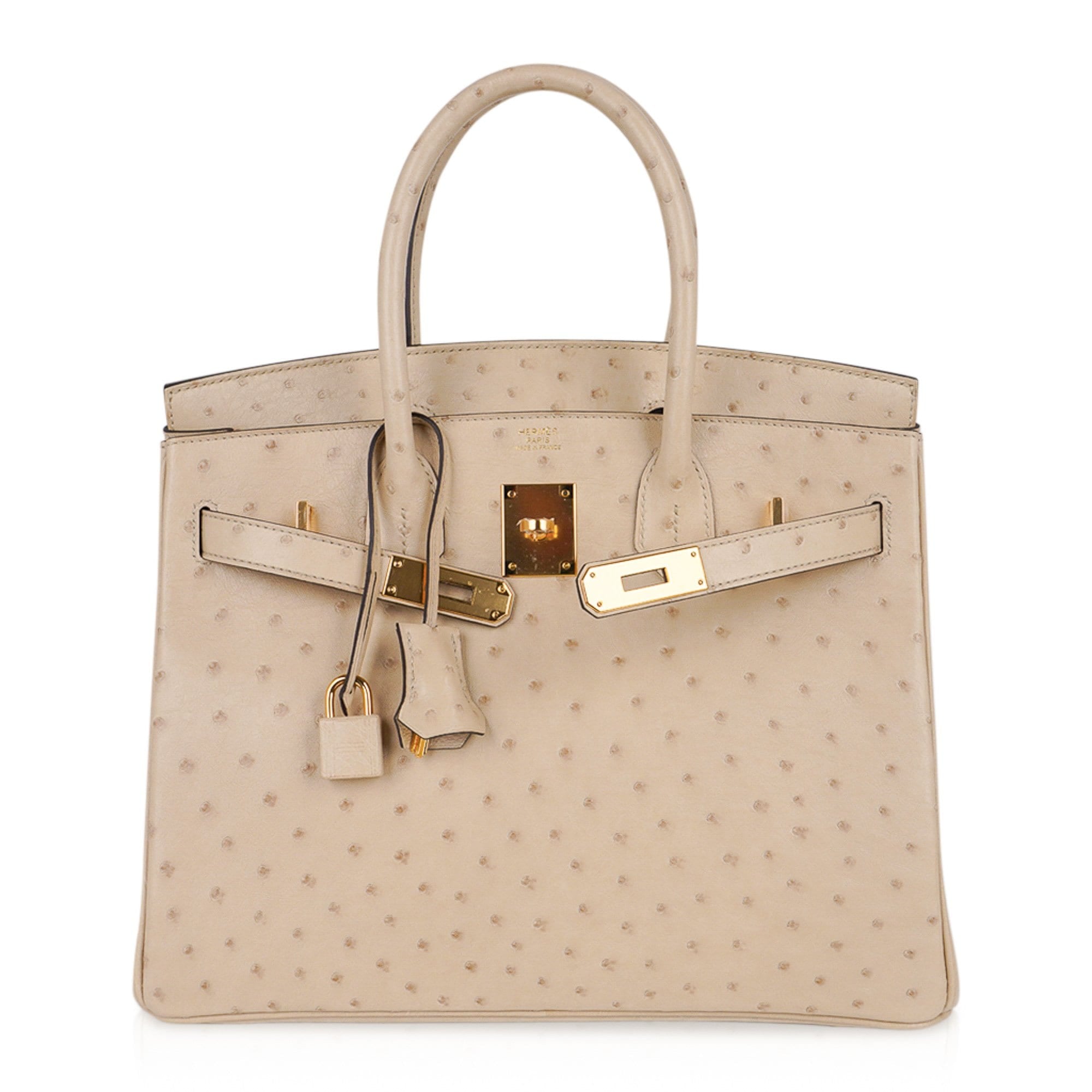 Sold at Auction: Hermes Birkin 30 Bag, Parchemin Ostrich Skin, Gold Hardware