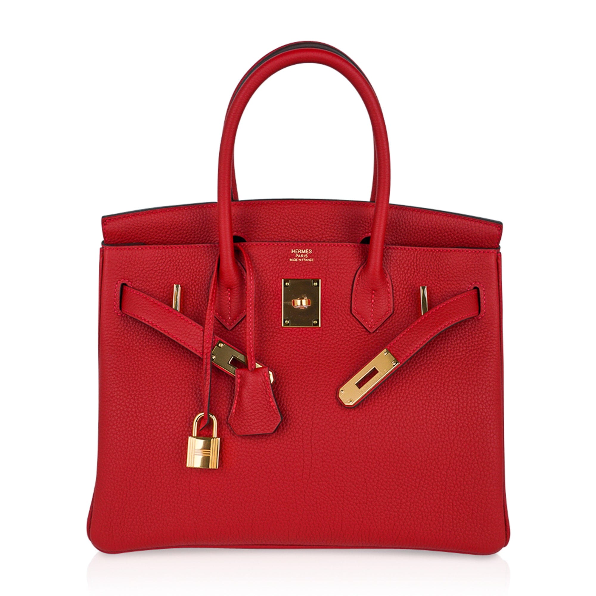 Hermes Birkin 30 Bag Lipstick Red Rouge Vif Togo Leather with Gold Har –  Mightychic