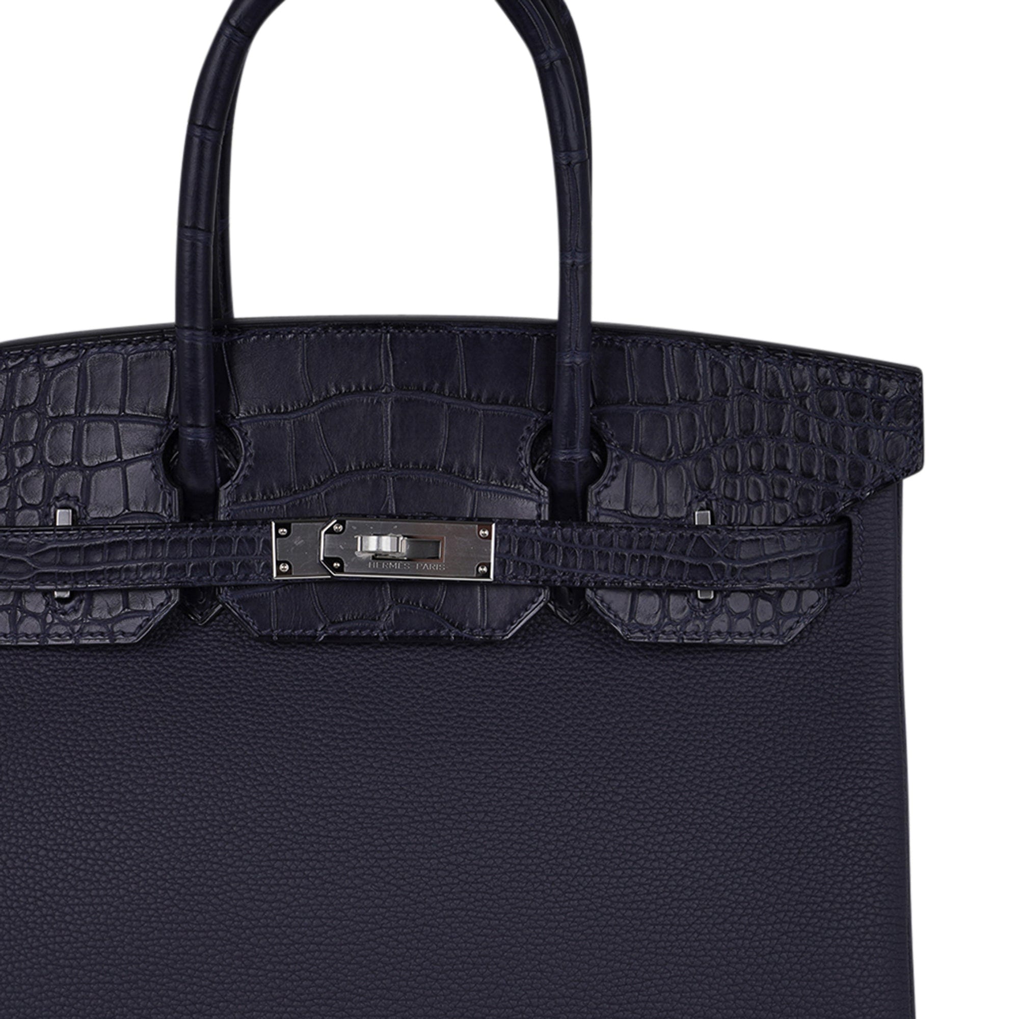 Hermes Birkin Touch bag 25 Blue nuit Togo leather/Matt alligator