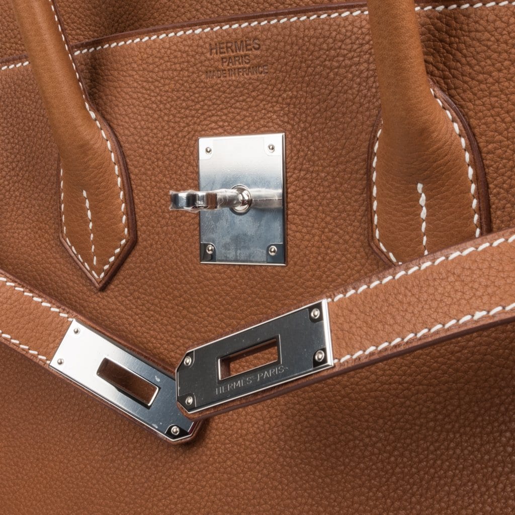 Hermes Limited Edition Birkin Bag 35 Fauve Barenia Faubourg Leather with  Palladium Hardware