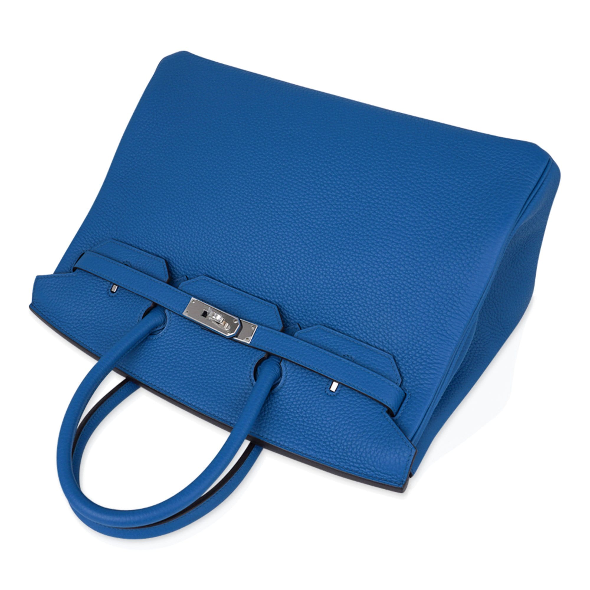 Hermes Clemence Leather Birkin Bag 35 Blue Green