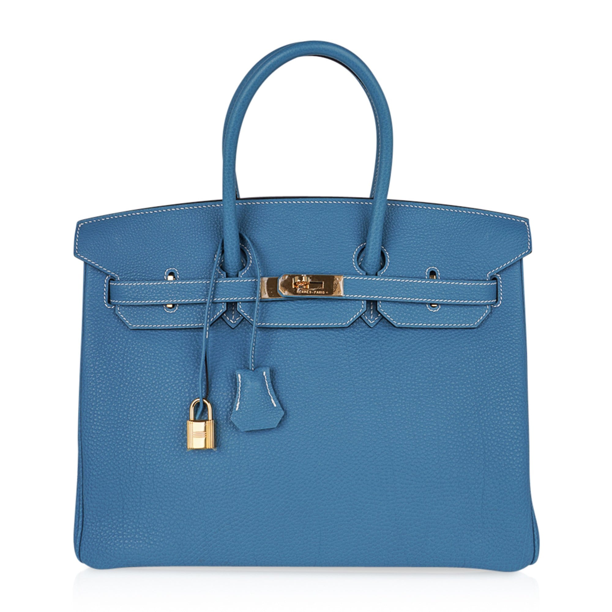 Hermes Birkin 35 Bag Iconic Rare Blue Jean Togo Gold Hardware – Mightychic
