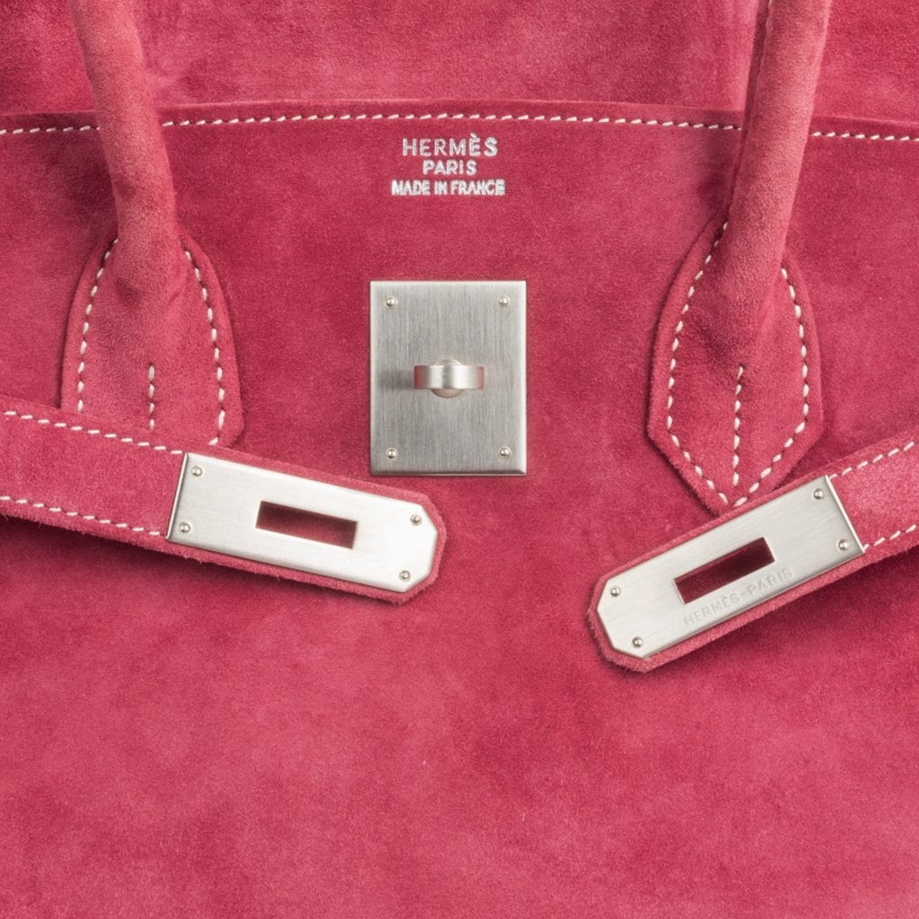 Hermes Birkin 35 Bag Fuchsia Pink Doblis Palladium Rare - mightychic