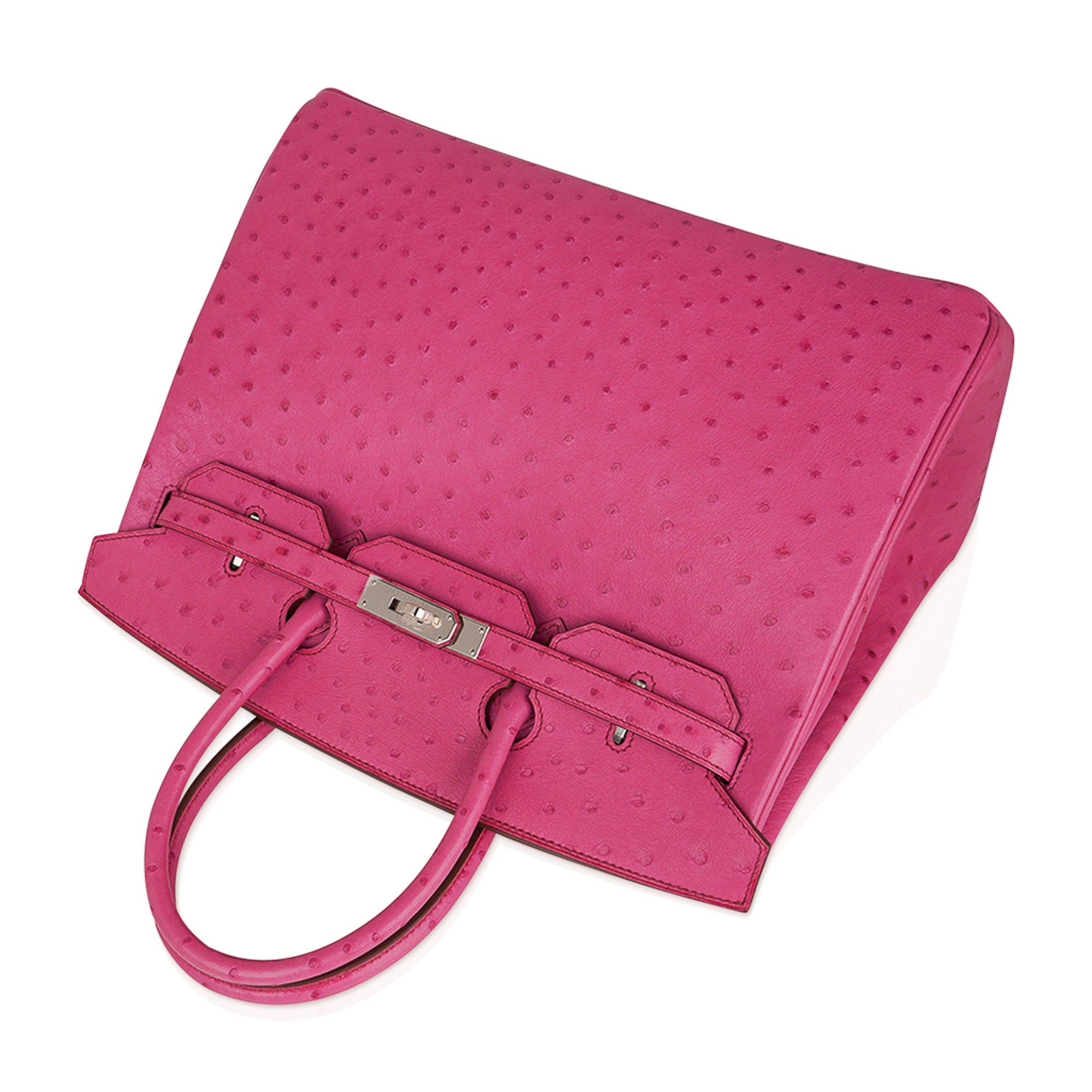 Hermes Kelly 25 Sellier Bag Ostrich Rouge Vif Pink Topstitch Palladium –  Mightychic