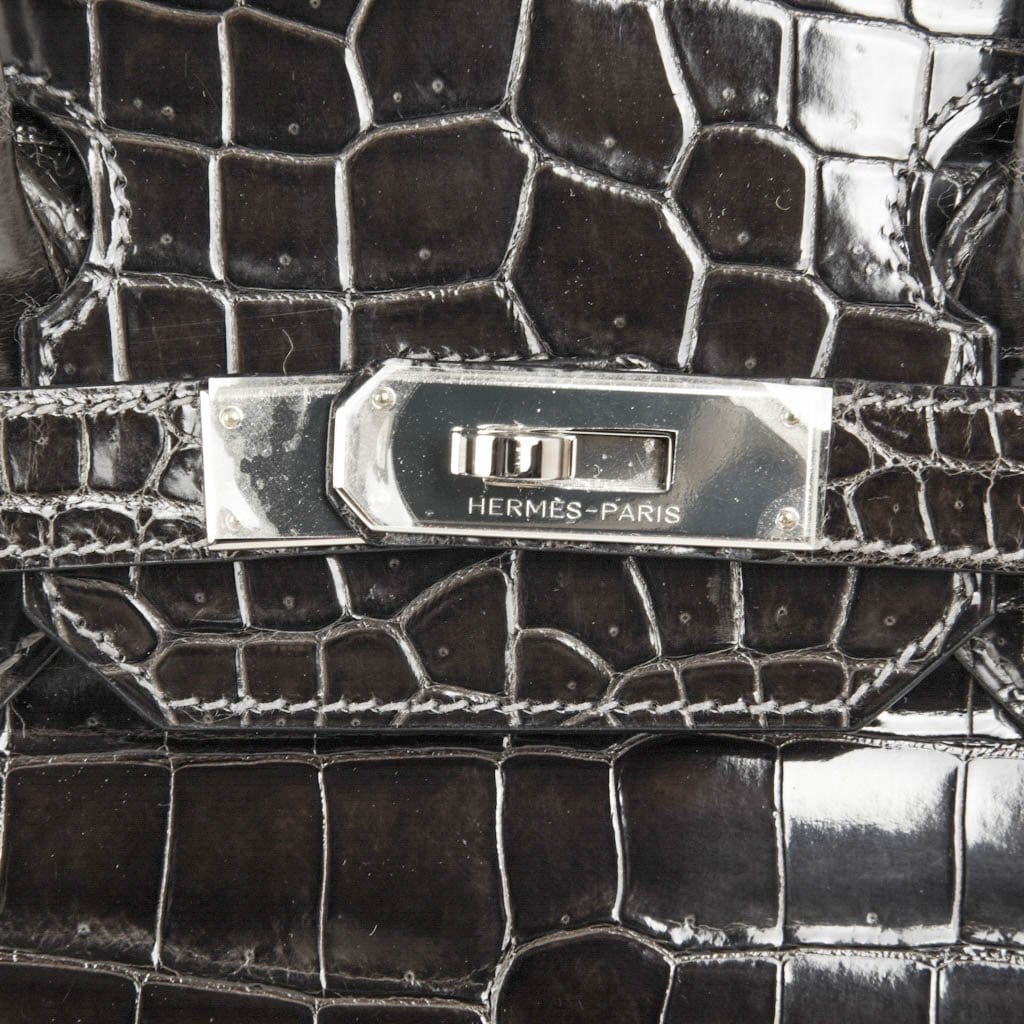Hermes Birkin 35 Bag Graphite Gray Porosus Crocodile Palladium Pure Ch –  Mightychic