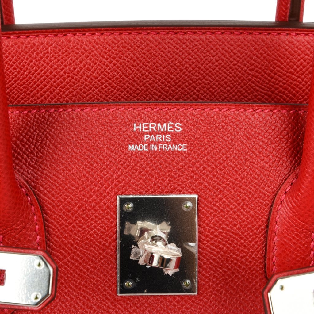 Hermes Birkin 35 Bag Rouge Casaque Lipstick Red Epsom Palladium new - mightychic