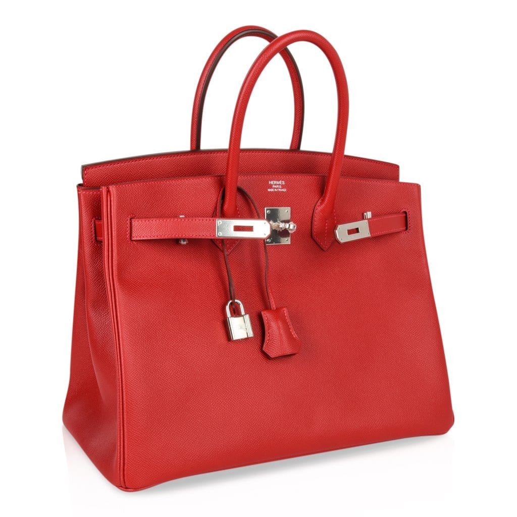 Hermes Birkin 35 Bag Rouge Casaque Lipstick Red Epsom Palladium