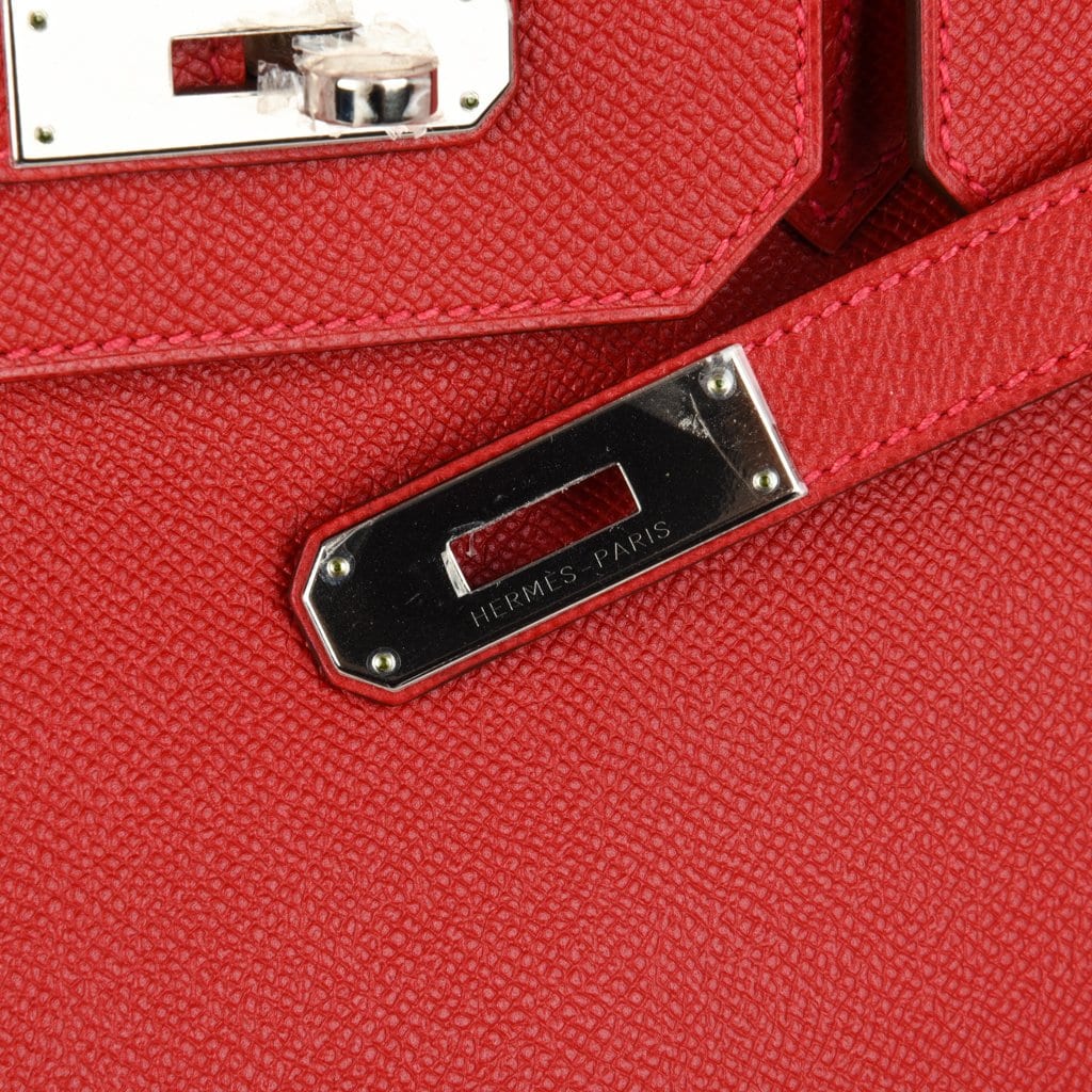 Hermes Birkin 35 Rouge Casaque Epsom Palladium Hardware #O