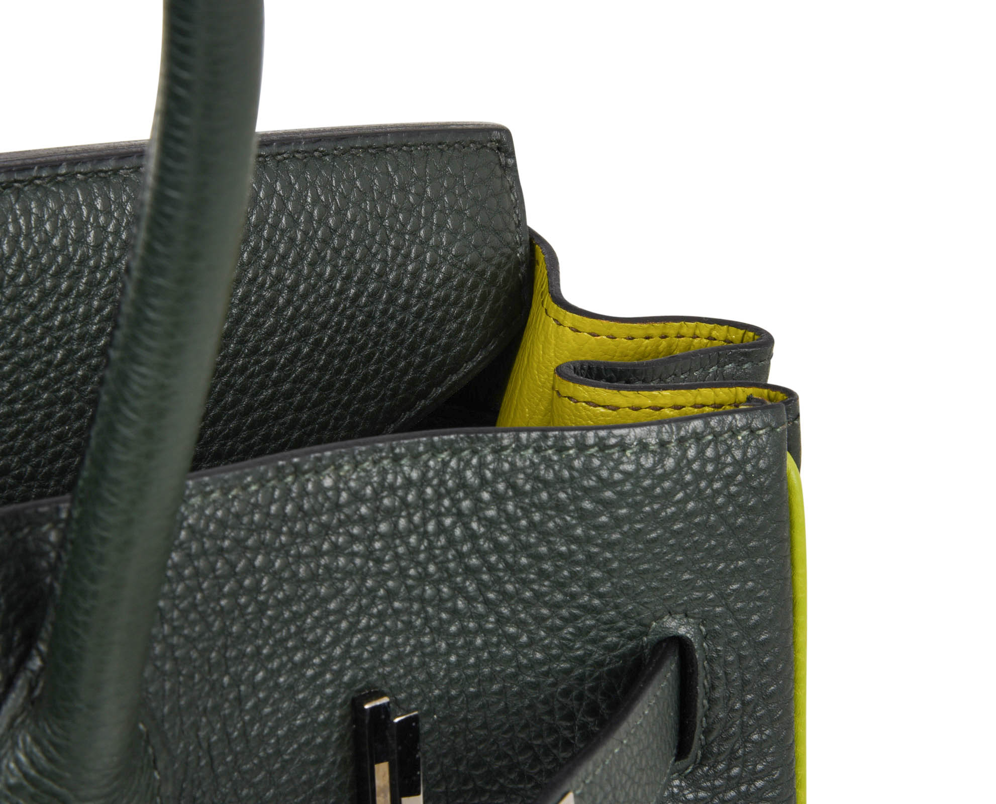 Hermes Birkin 35 Bag Vert Fonce Anis Piping Chartreuse Interior Ruthenium Togo - mightychic