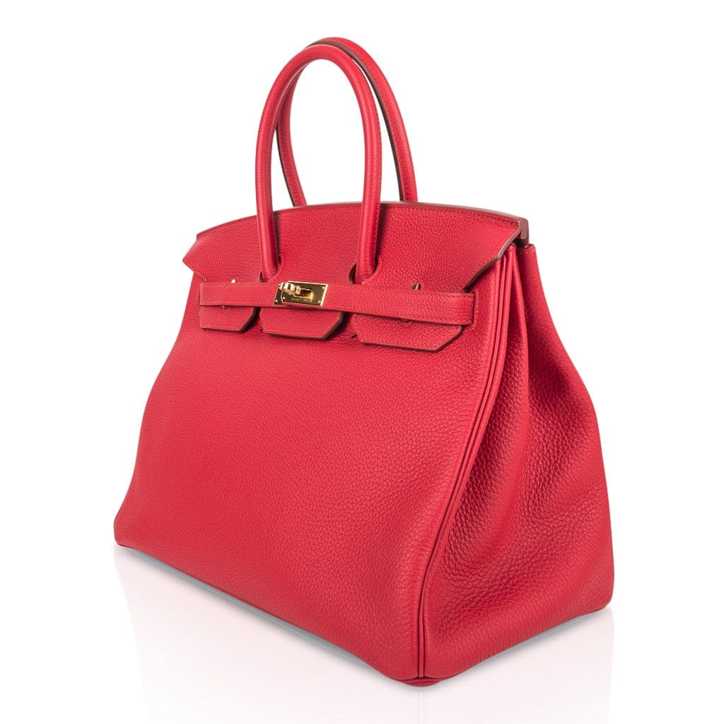 Hermes Birkin 35 Bag Vermillion Red Togo Leather with Gold