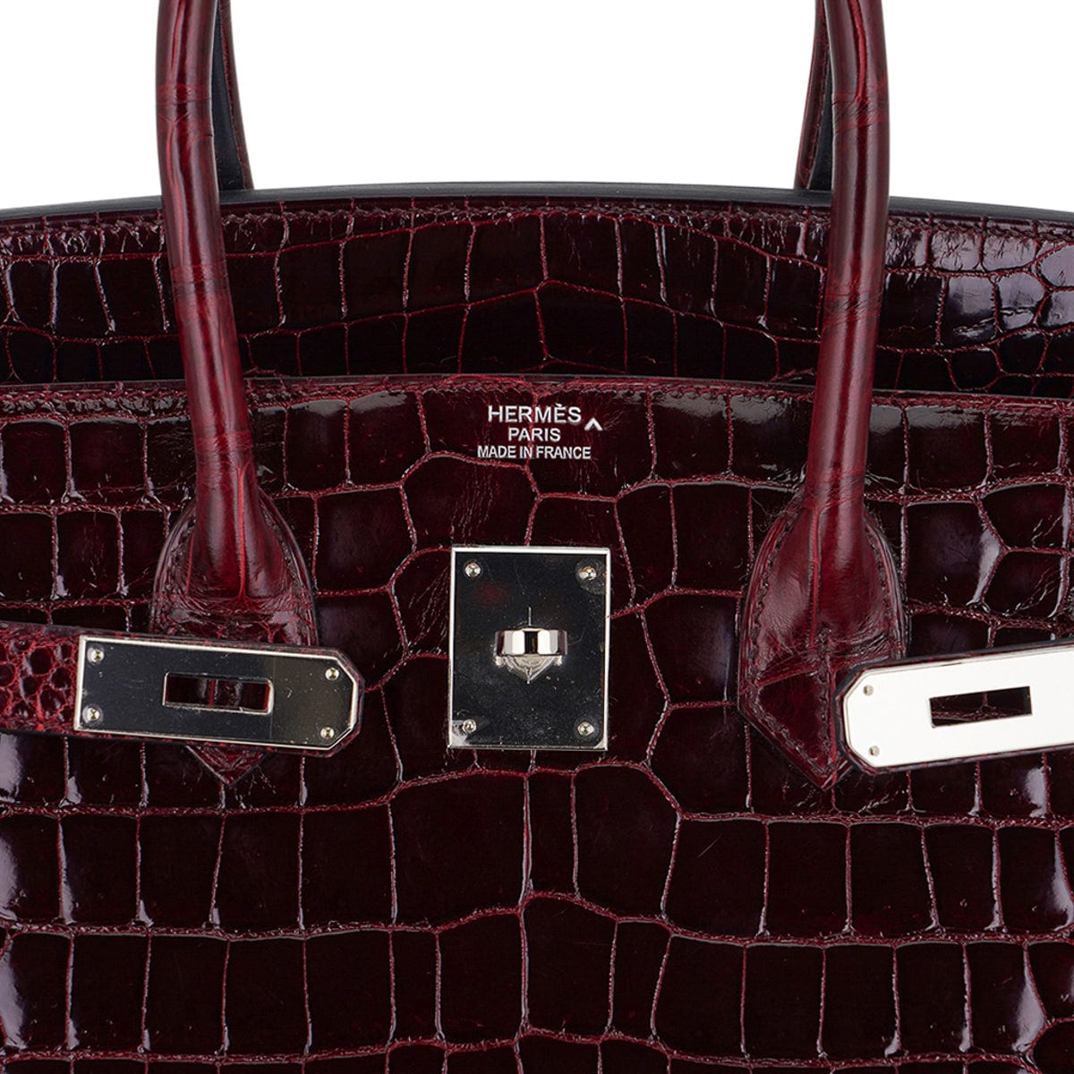 Hermes Birkin 35 Bordeaux Porosus Crocodile Bag Palladium Hardware