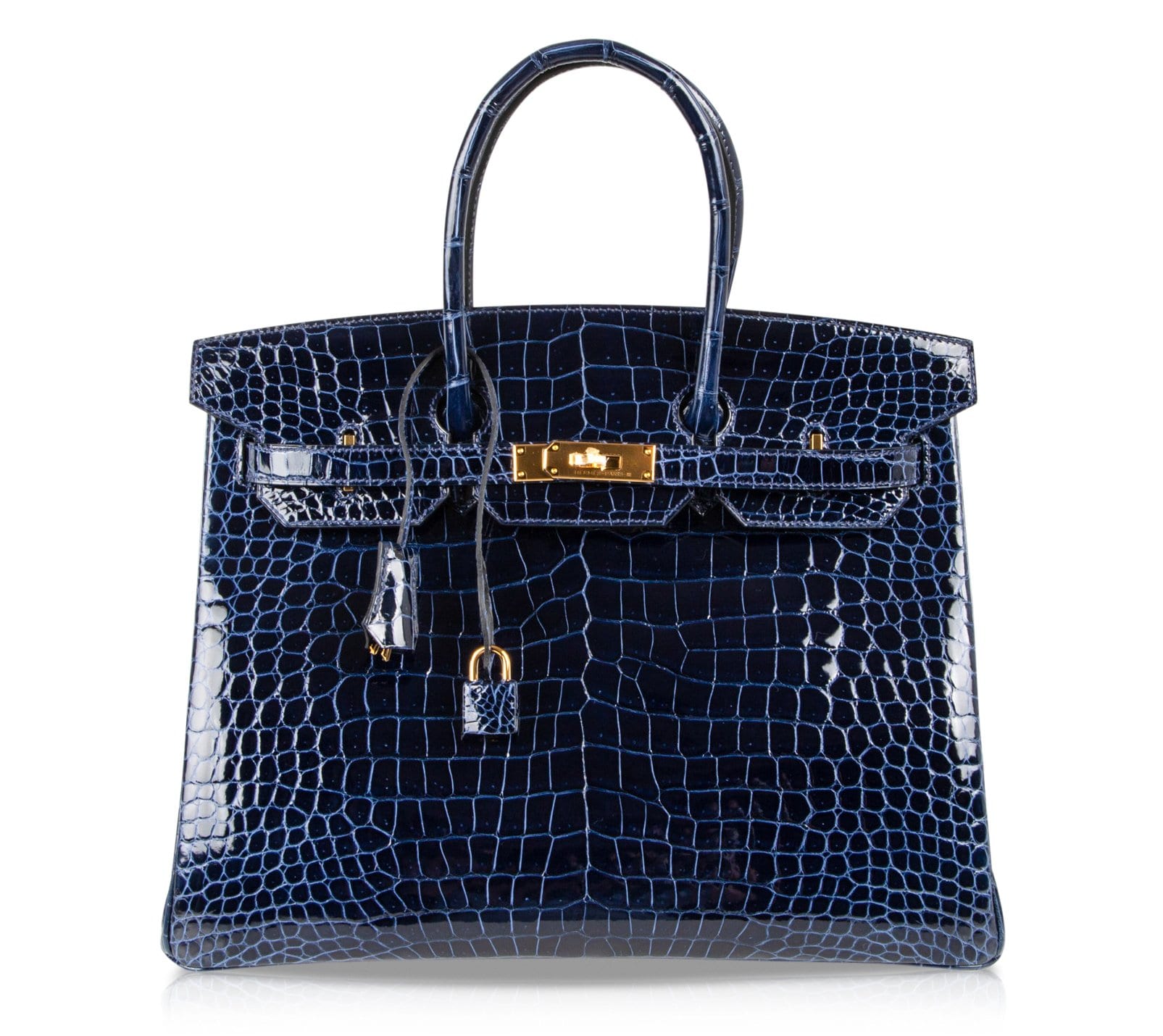 Hermes Birkin 35 Bag Blue Sapphire Porosus Crocodile Gold Hardware New - mightychic
