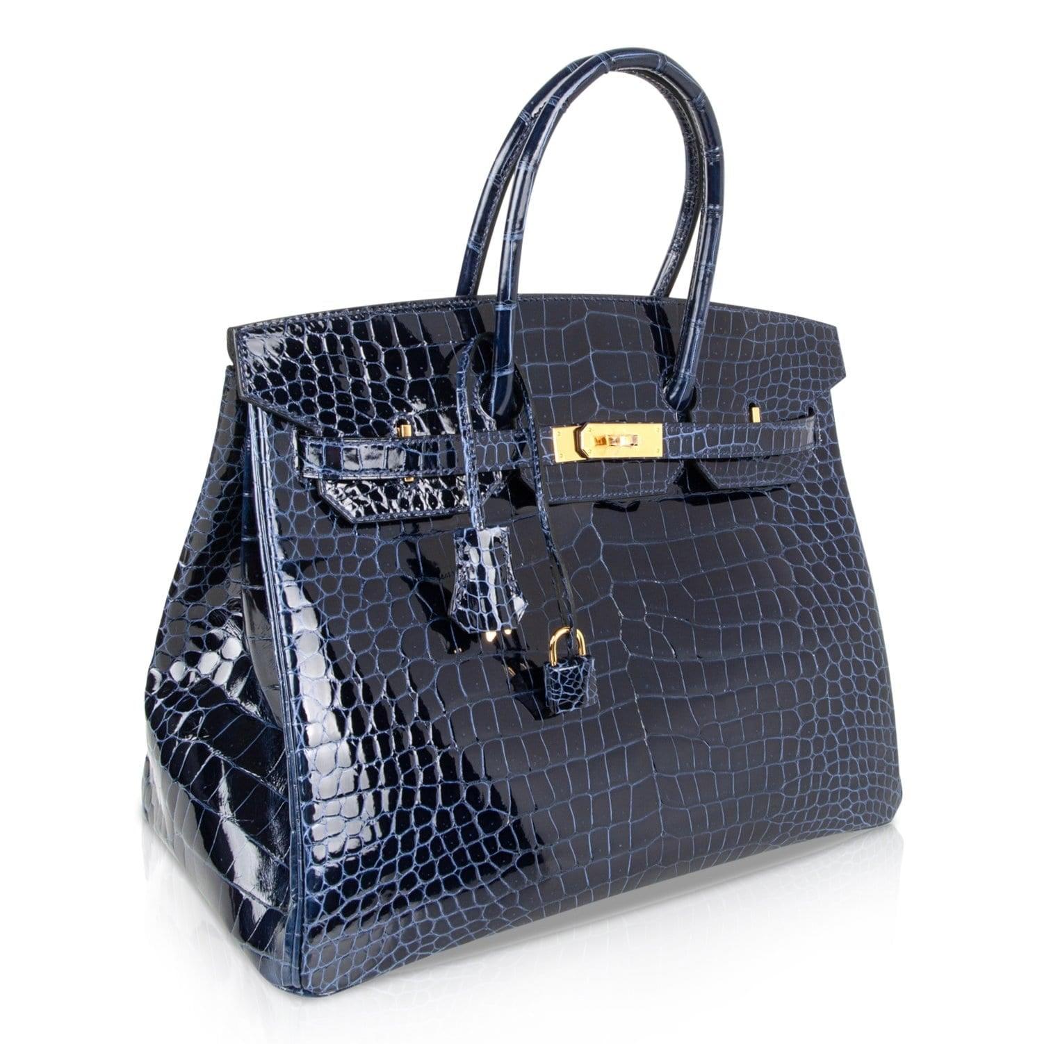 Hermès Birkin 35 Blue Sapphire Lisse Crocodile Porosus PHW from