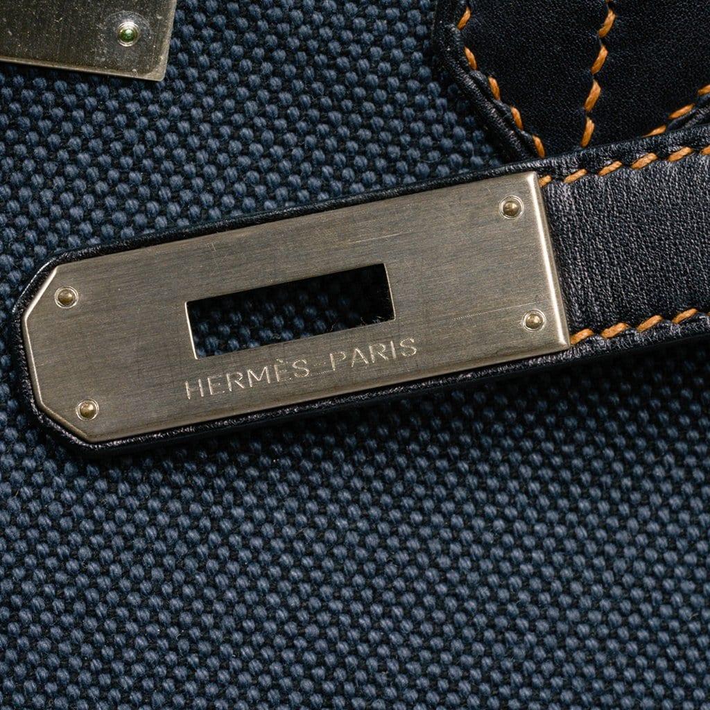 Hermes Birkin 35 Ghillies Denim Fonce Toile / Black Evercalf Bag Limited  Edition at 1stDibs