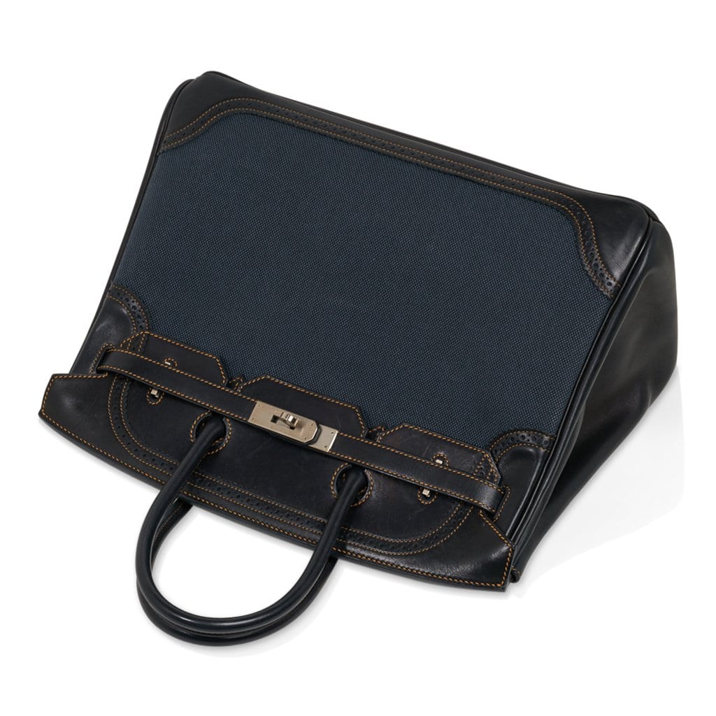 Hermès Birkin Bag 35 Ghillies Black/Denim PHW