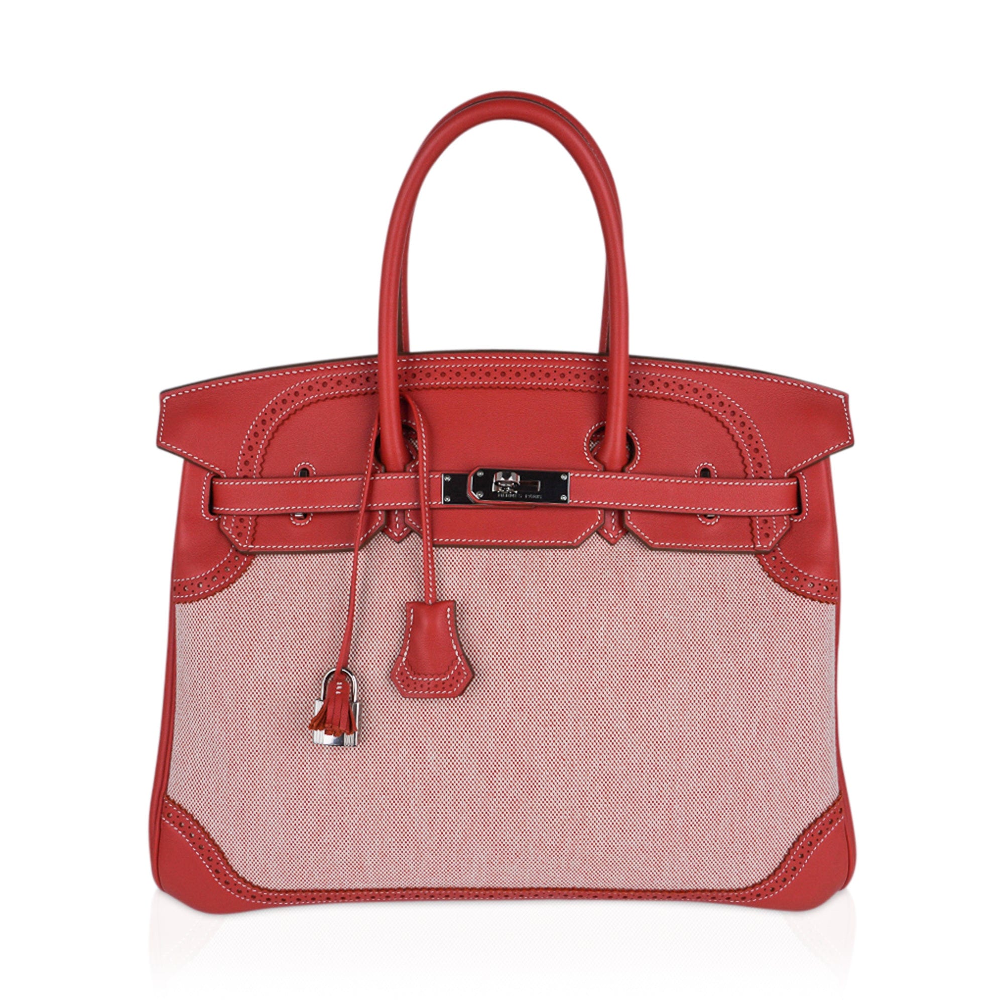 Hermes Birkin 35 Ghillies Sanguine Limited Edition Bag Toile/Swift