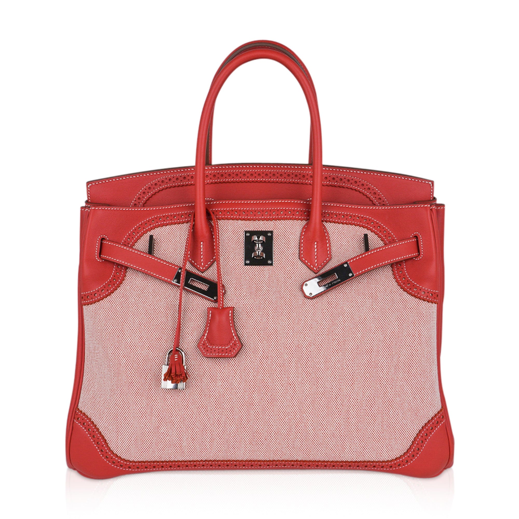 Hermes Birkin 35 Ghillies Sanguine Limited Edition Bag Toile/Swift
