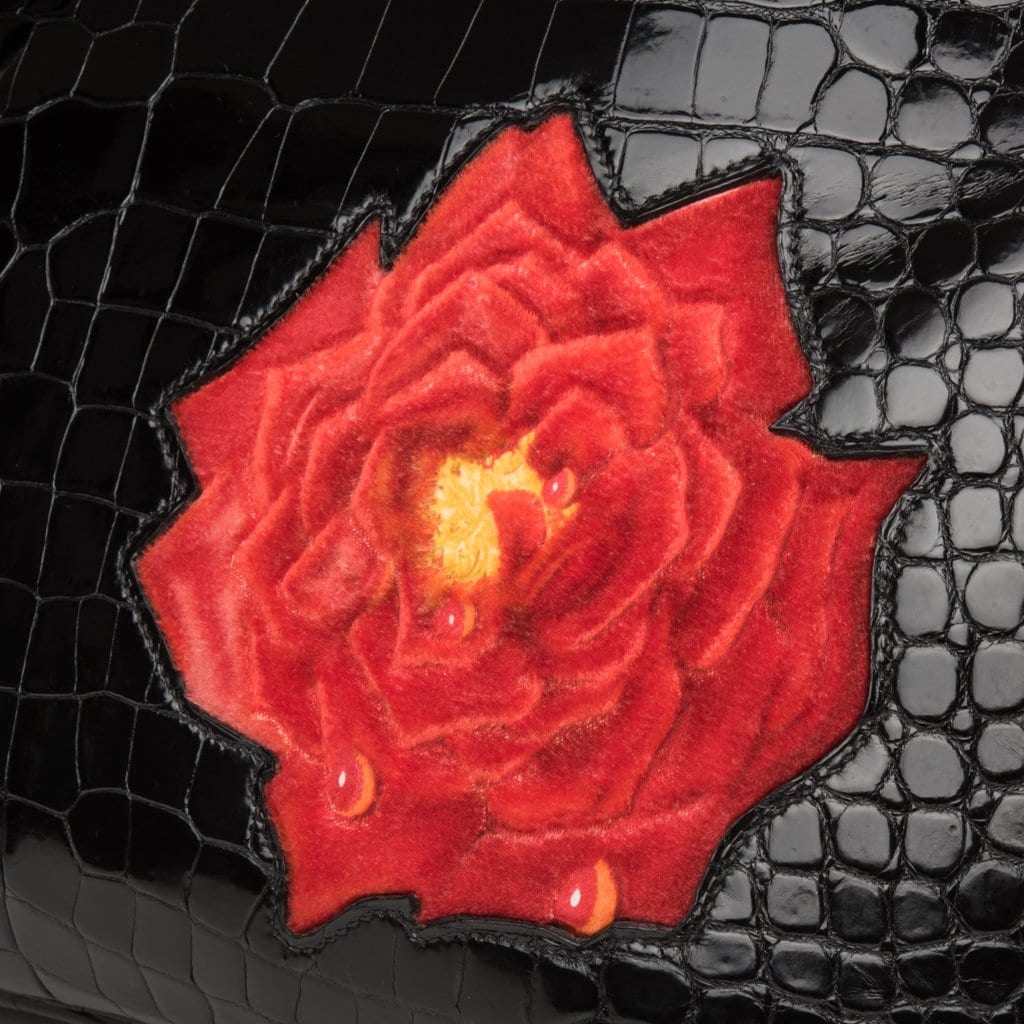 Hermes Birkin 35 HSS Porosus Crocodile Black Red Dewdrop Rose One of a Kind - mightychic